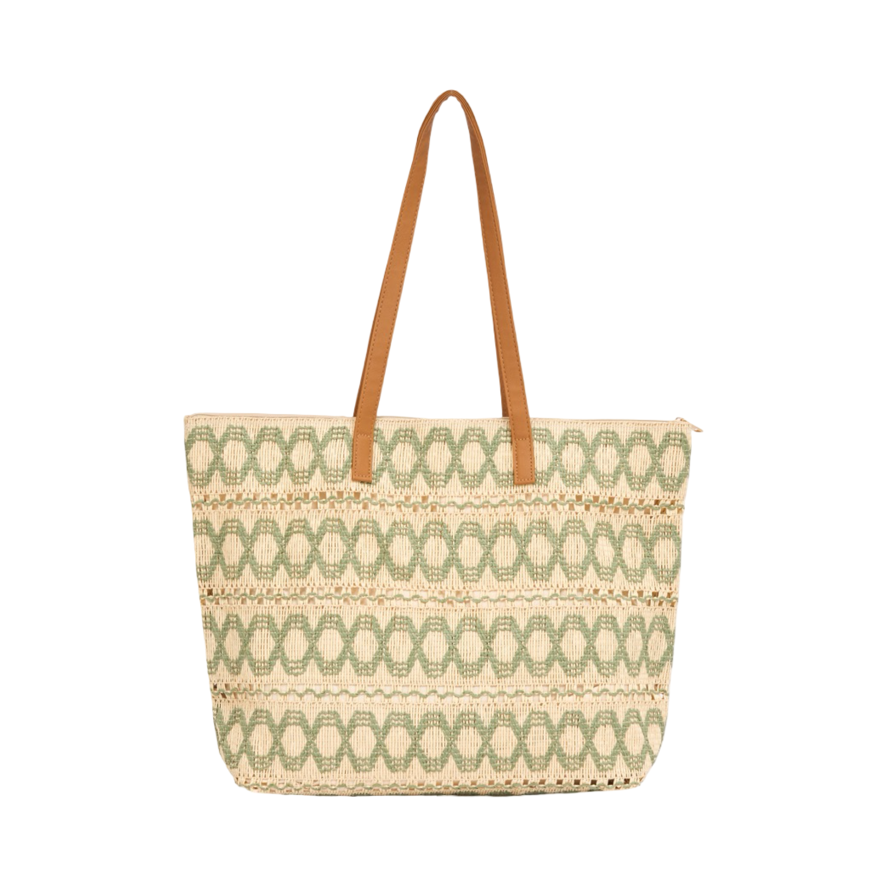 Knitted Colored Tote Bag - Green