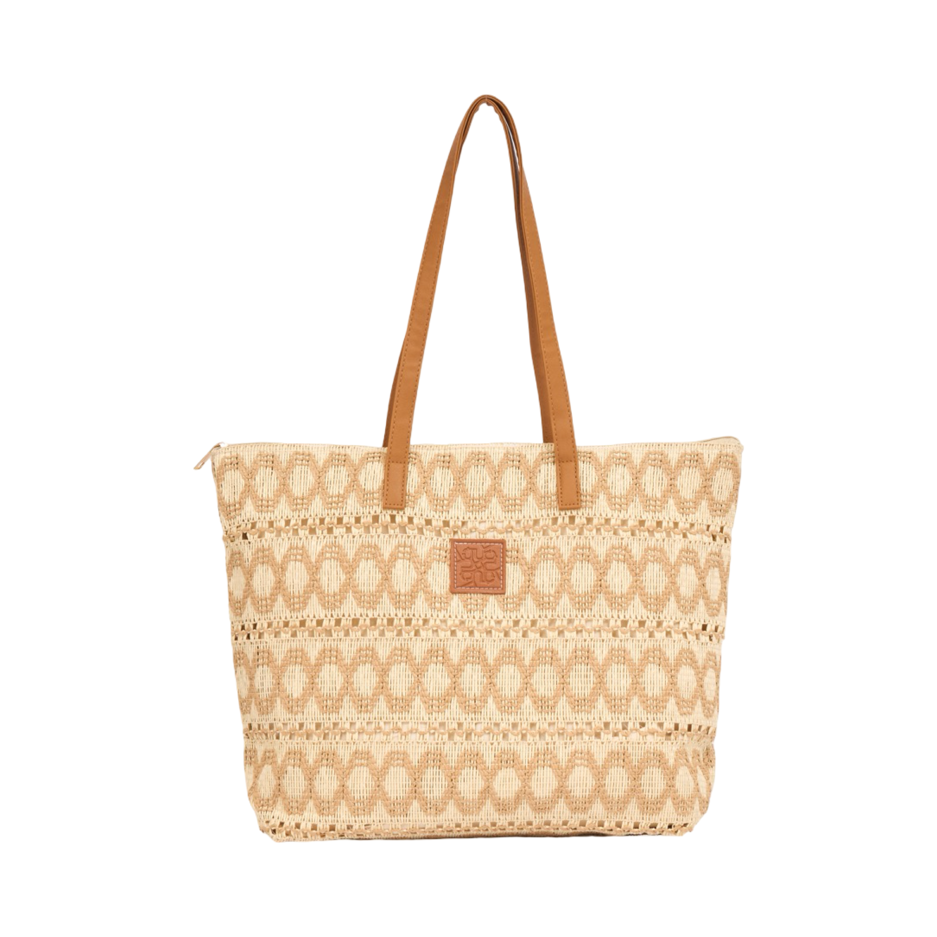 Knitted Colored Tote Bag - Brown