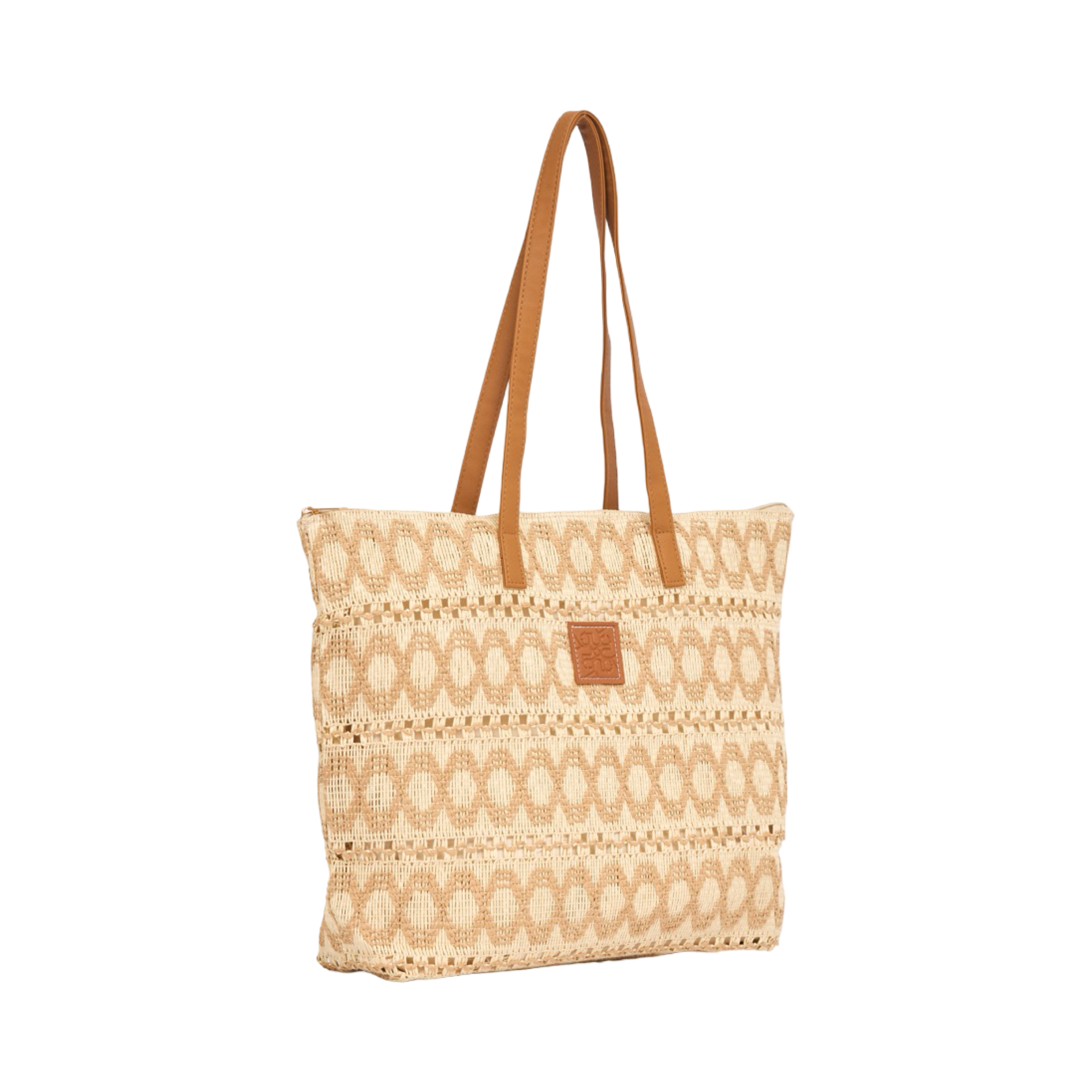 Knitted Colored Tote Bag - Brown