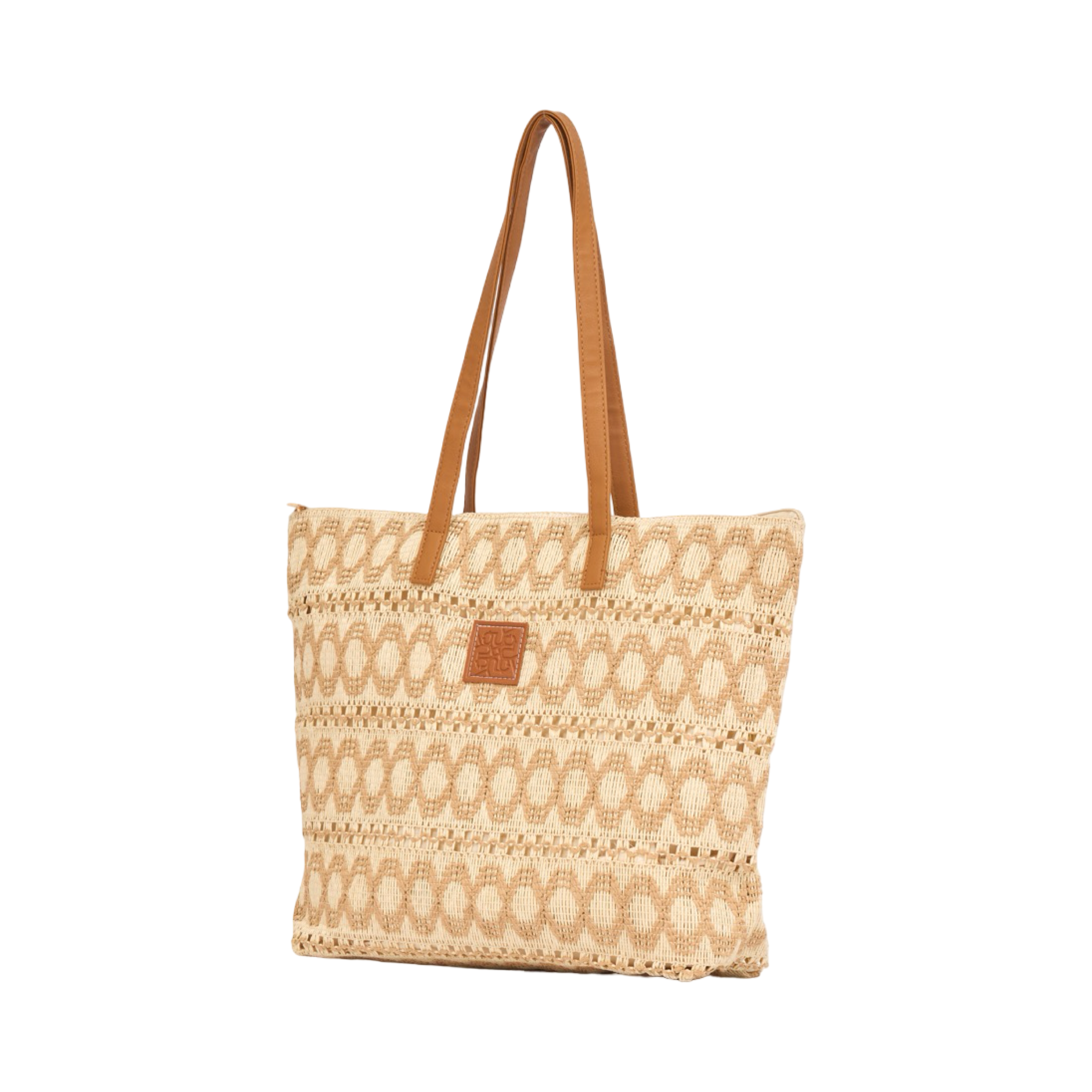 Knitted Colored Tote Bag - Brown