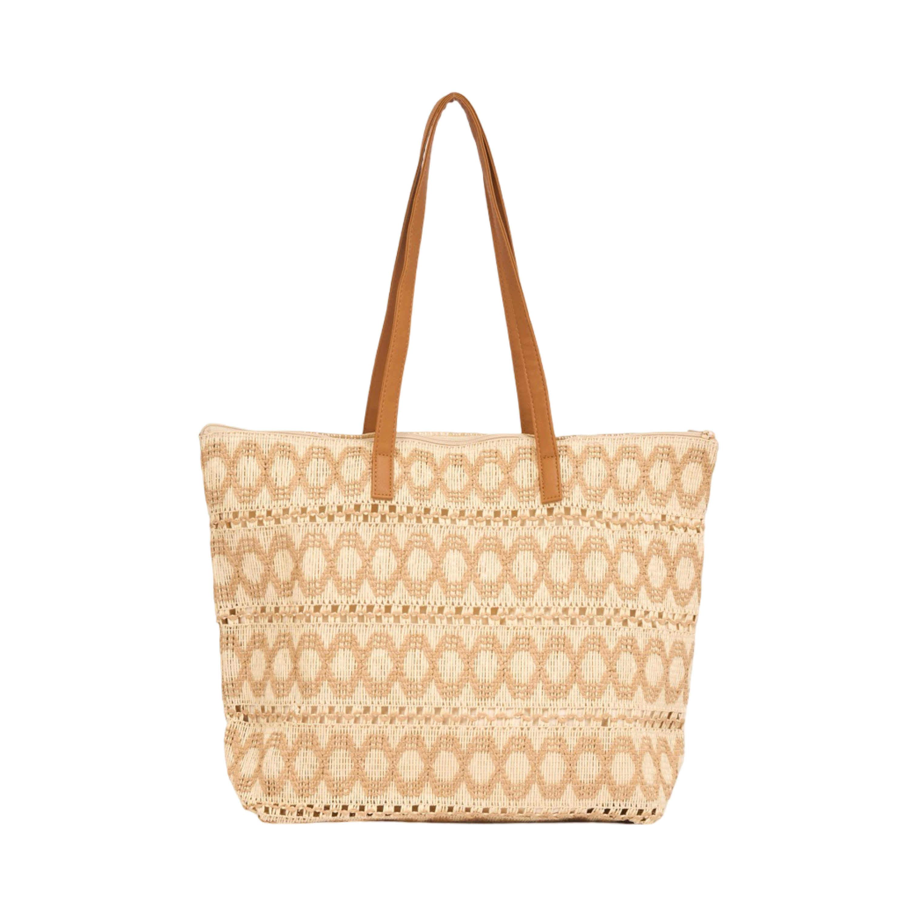 Knitted Colored Tote Bag - Brown