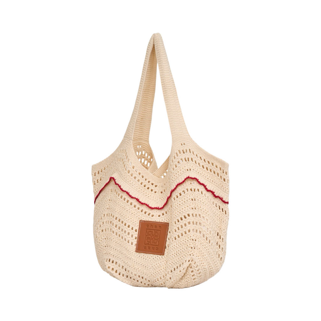 Knitted Tote Bag - Beige