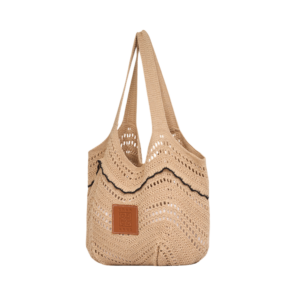 Knitted Tote Bag - Brown