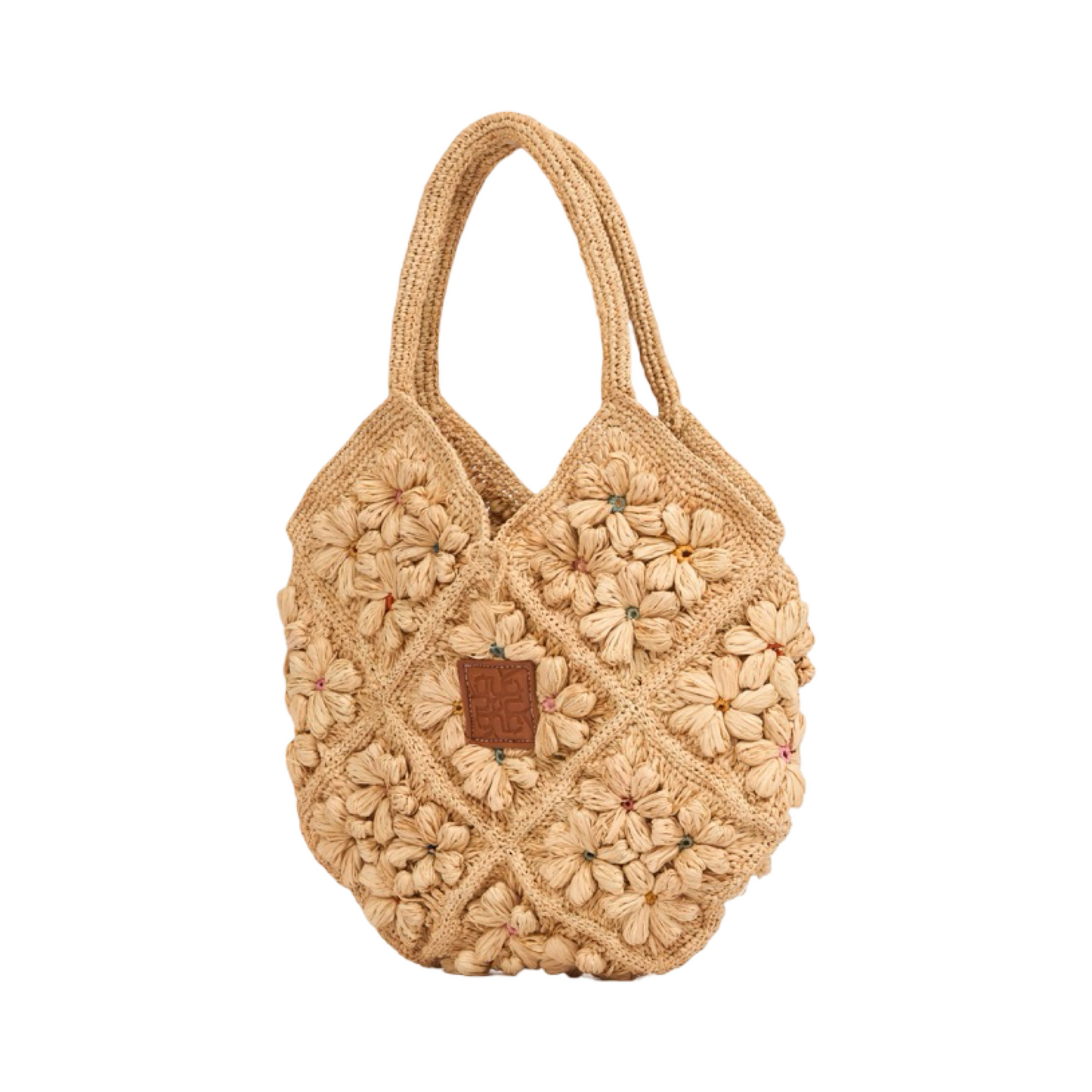 Everyday Floral Straw Shoulder Bag - Brown