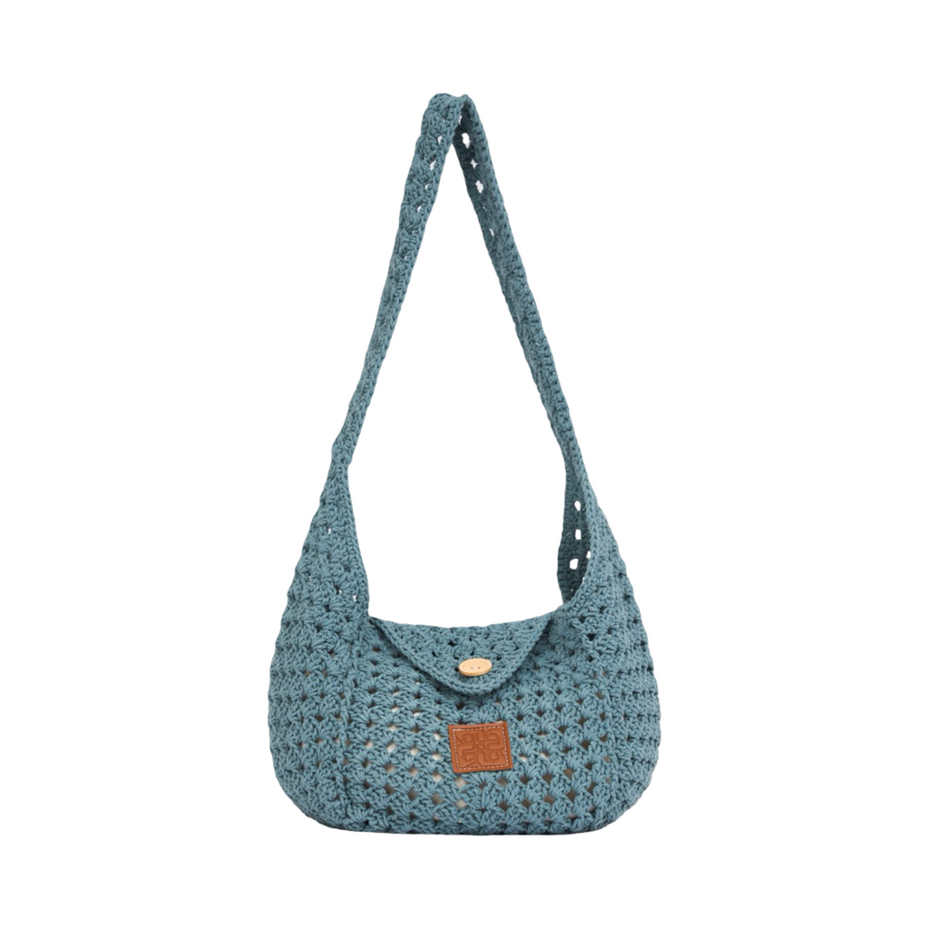Knitted Hobo Bag - Blue