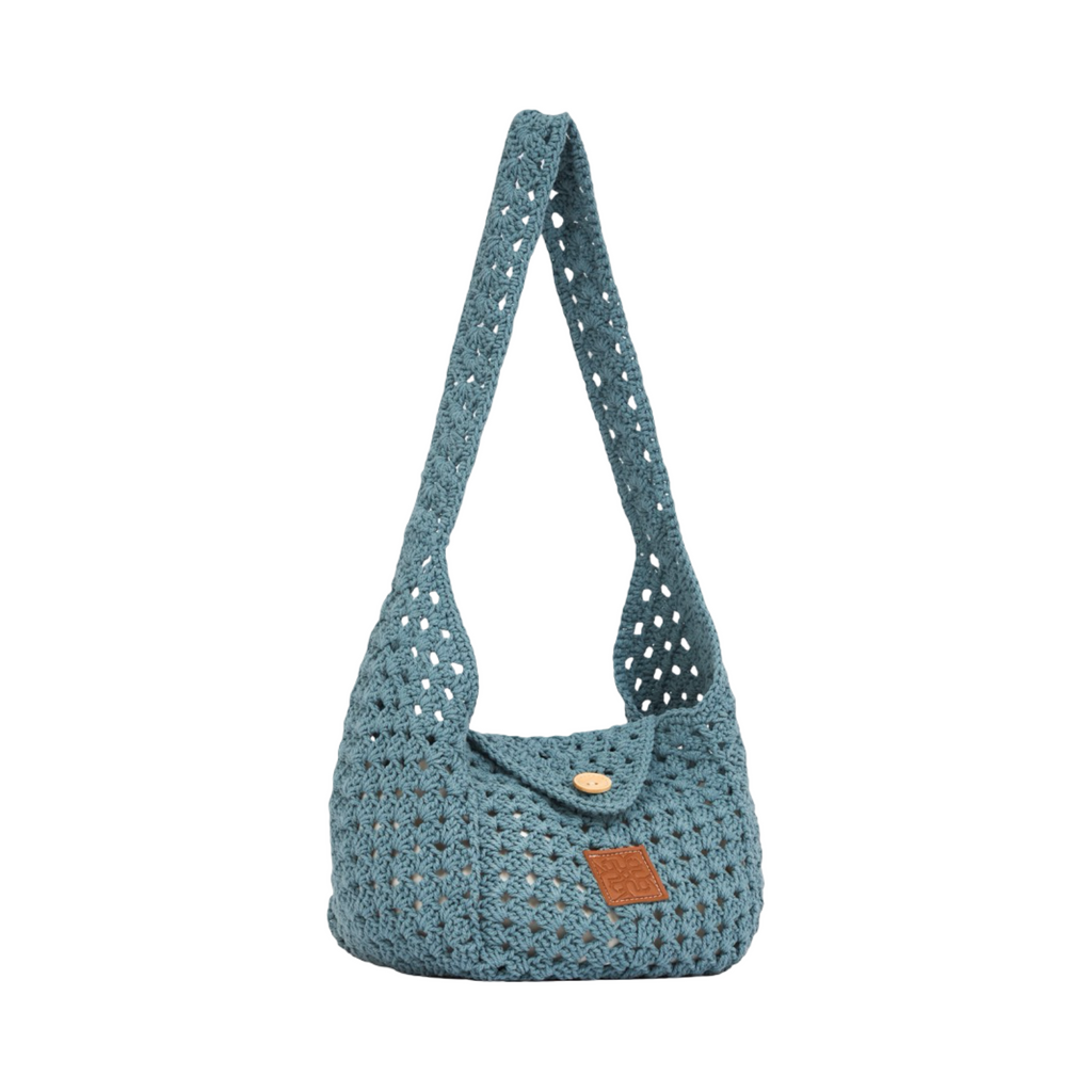 Knitted Hobo Bag - Blue