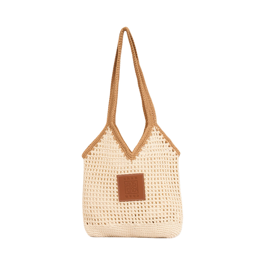 Everyday Earth – Two–Tone Knitted Tote Bag – Beige