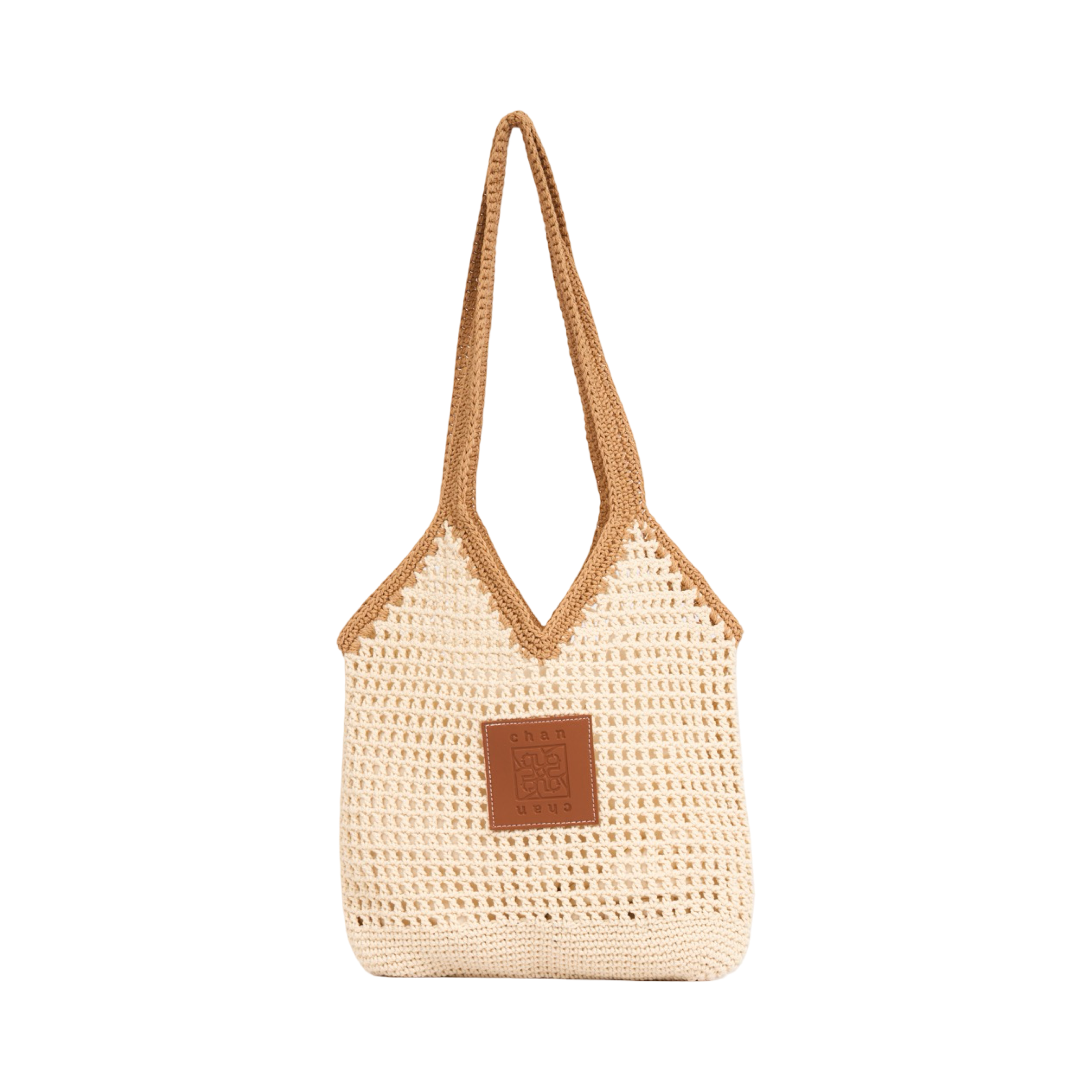 Everyday Earth – Two–Tone Knitted Tote Bag – Beige