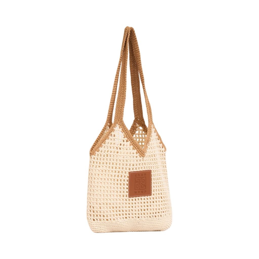 Everyday Earth – Two–Tone Knitted Tote Bag – Beige