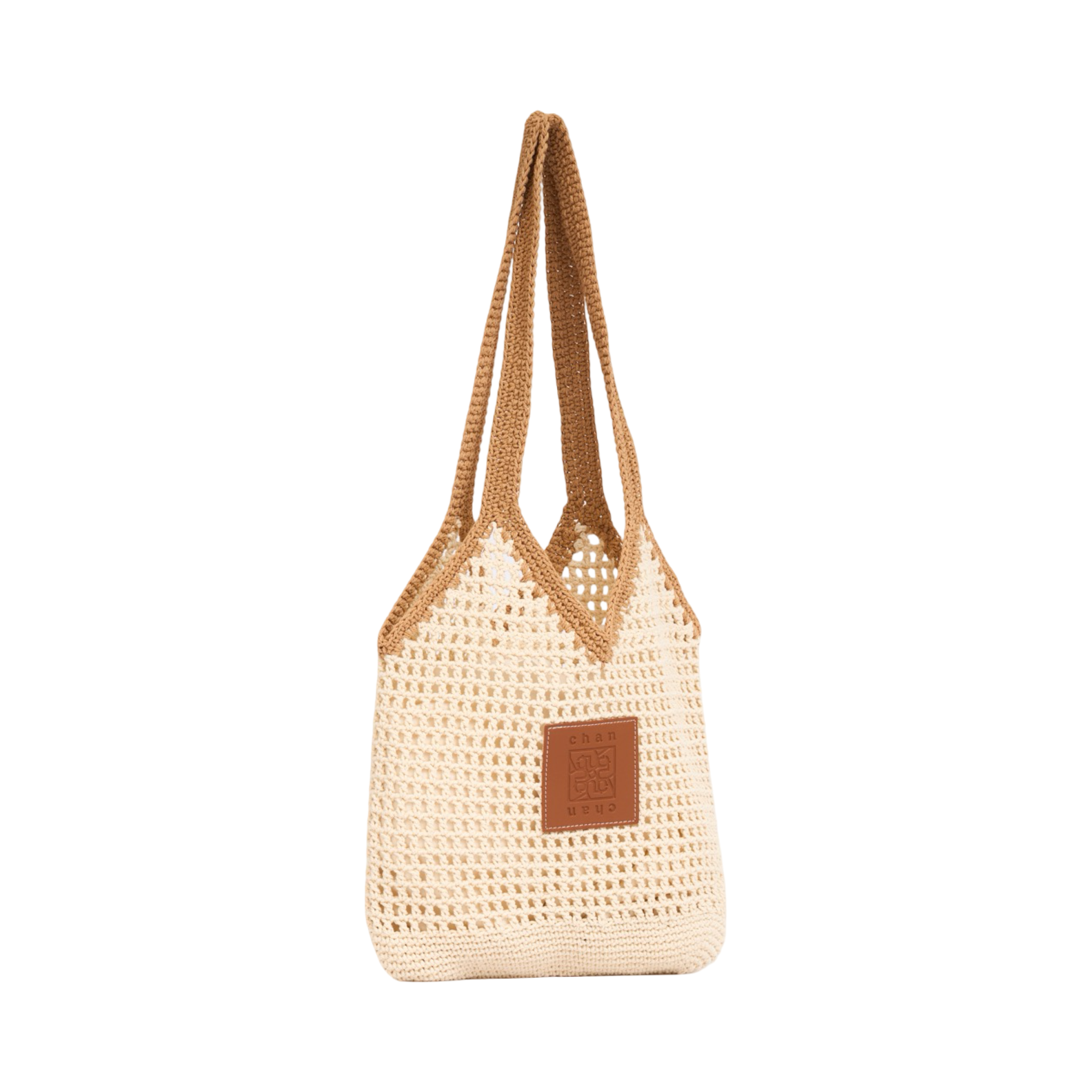 Everyday Earth – Two–Tone Knitted Tote Bag – Beige