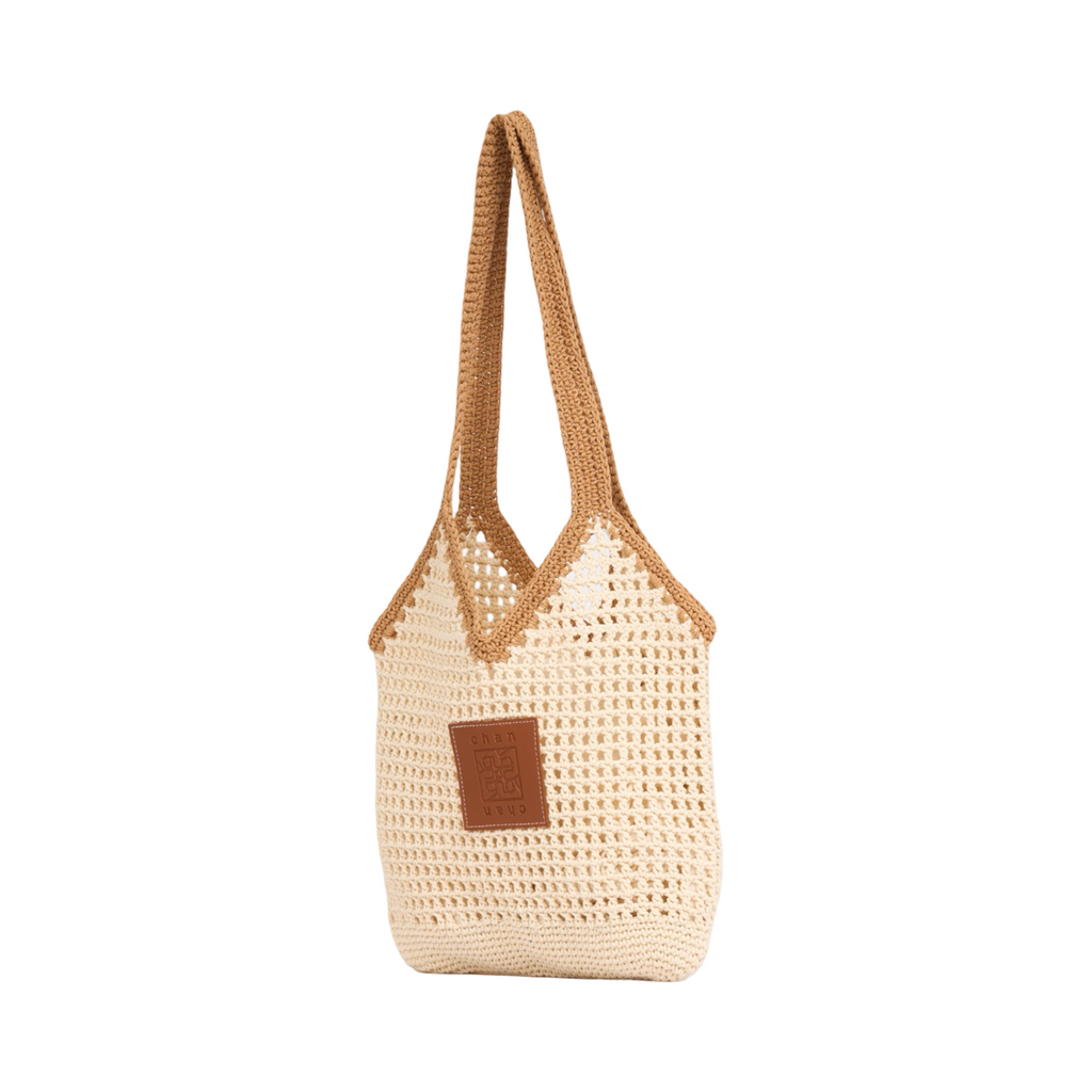 Everyday Earth – Two–Tone Knitted Tote Bag – Beige