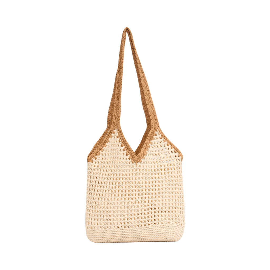 Everyday Earth – Two–Tone Knitted Tote Bag – Beige