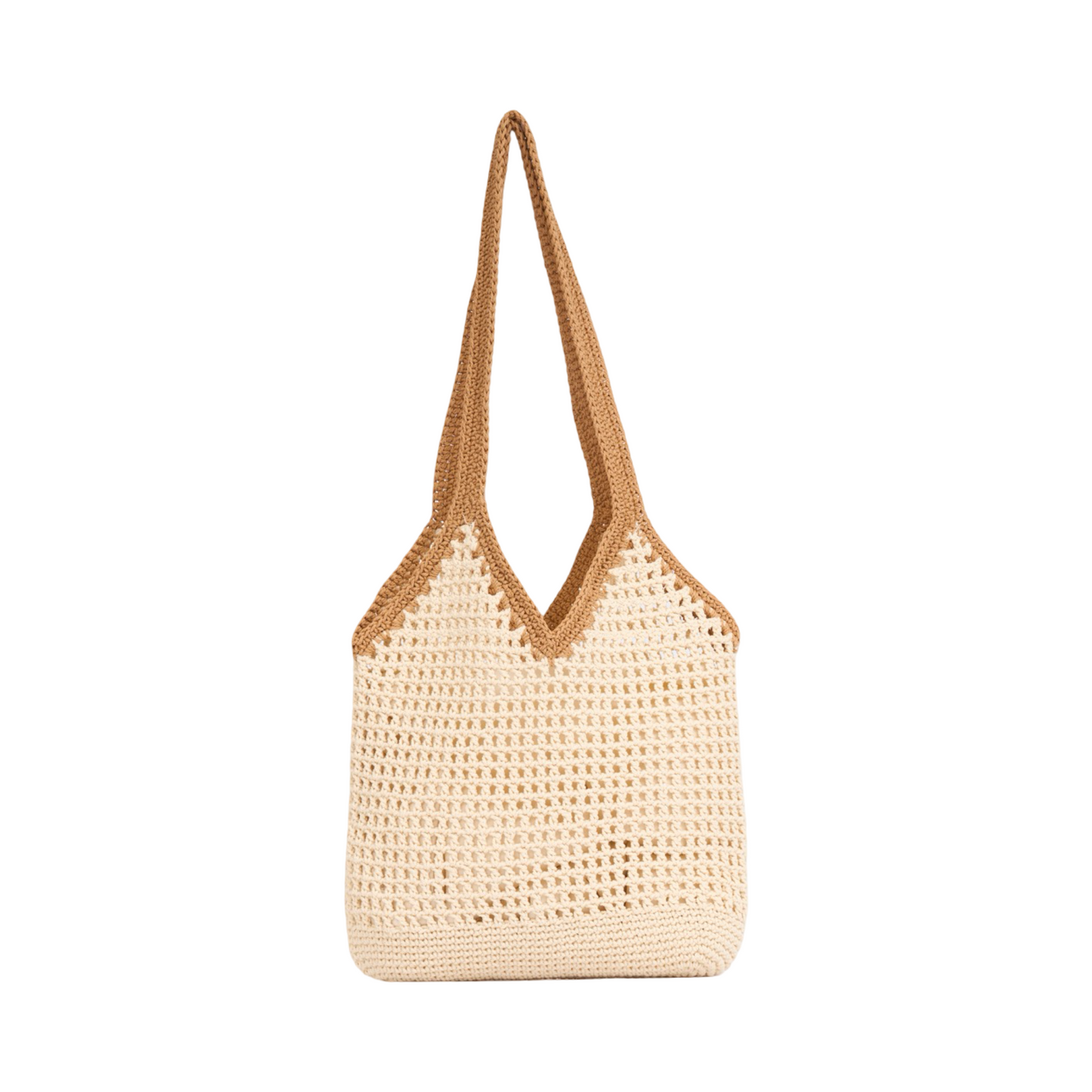 Everyday Earth – Two–Tone Knitted Tote Bag – Beige