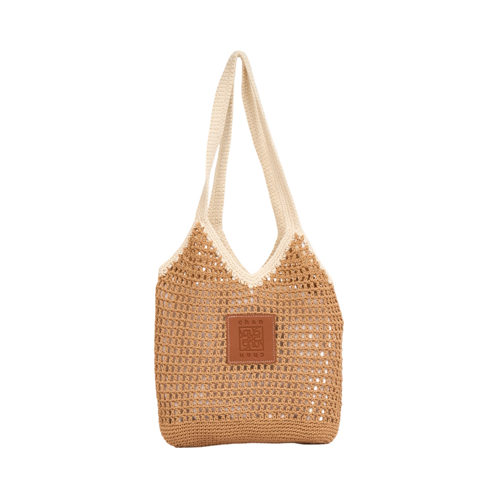 Everyday Earth – Two–Tone Knitted Tote Bag – Brown