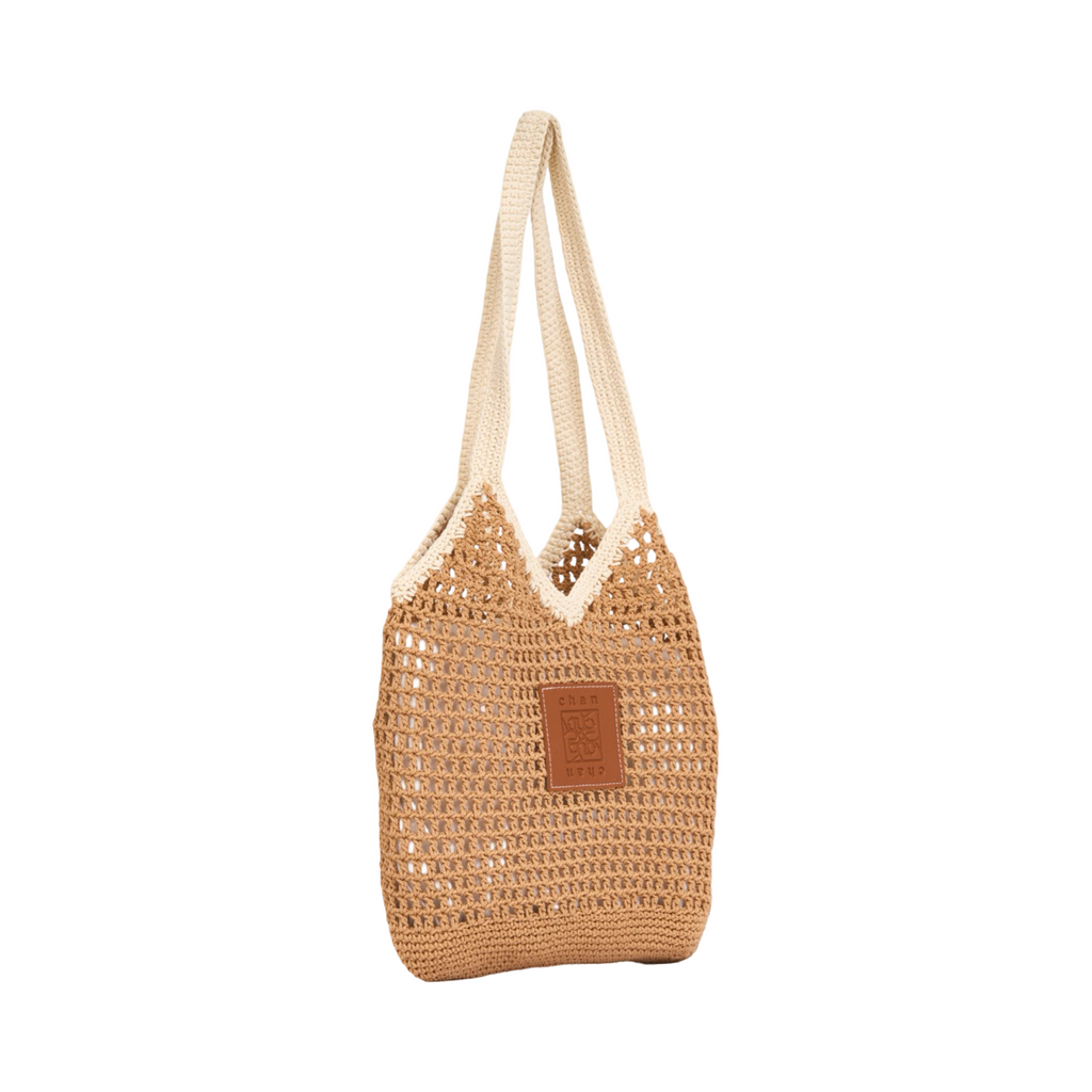 Everyday Earth – Two–Tone Knitted Tote Bag – Brown
