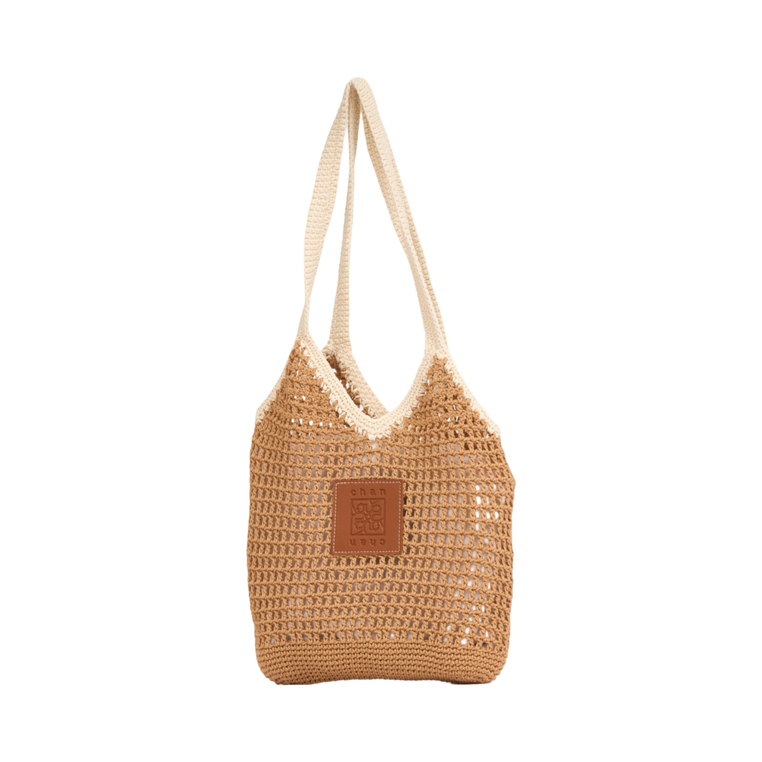 Everyday Earth – Two–Tone Knitted Tote Bag – Brown