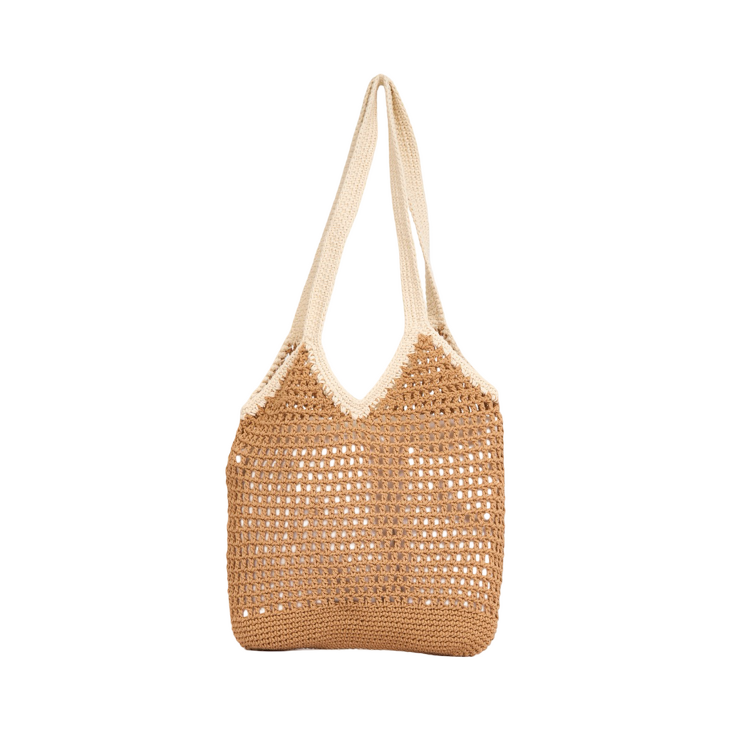 Everyday Earth – Two–Tone Knitted Tote Bag – Brown