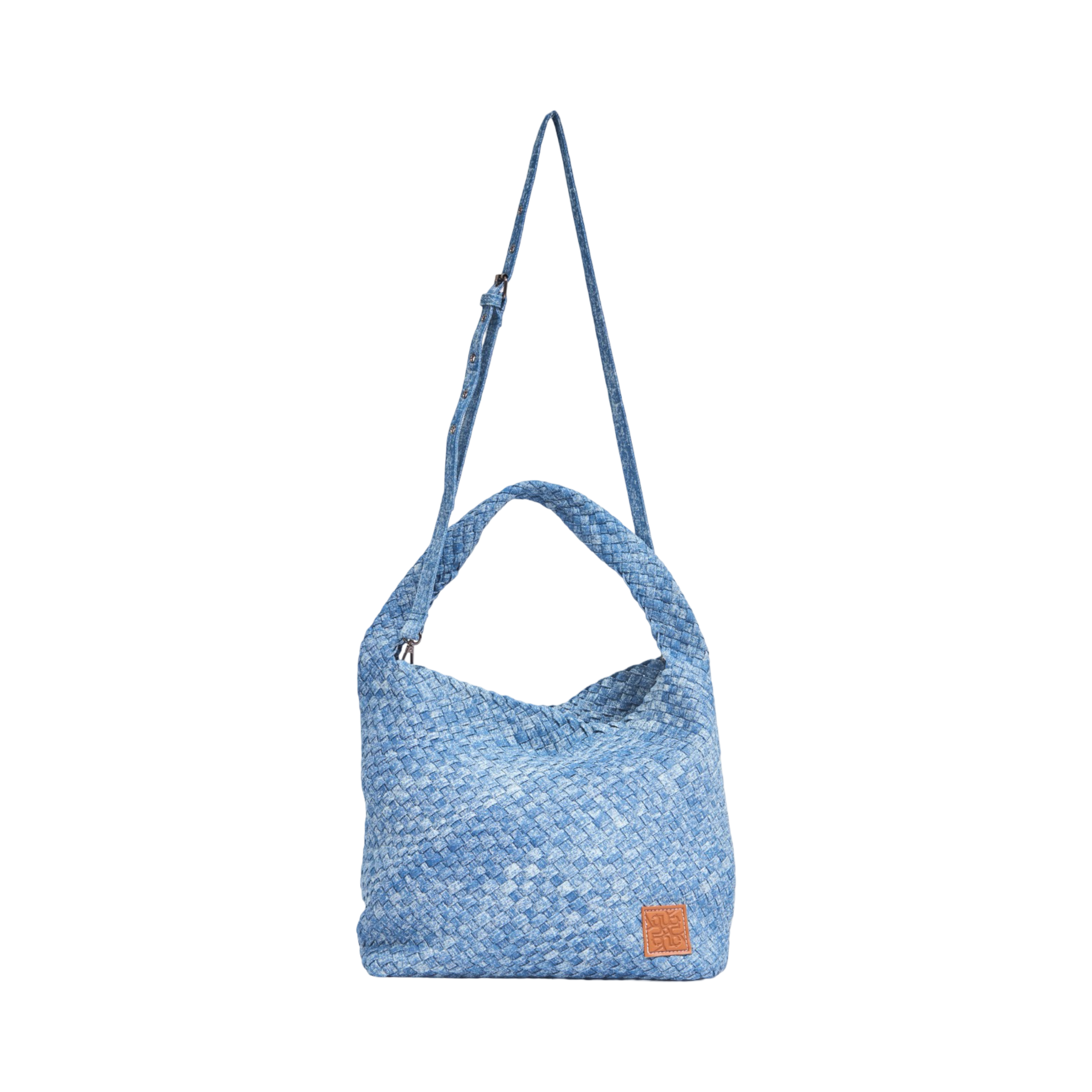 Midnight Weave – Denim Crossbody Bag L – Light Stonewash