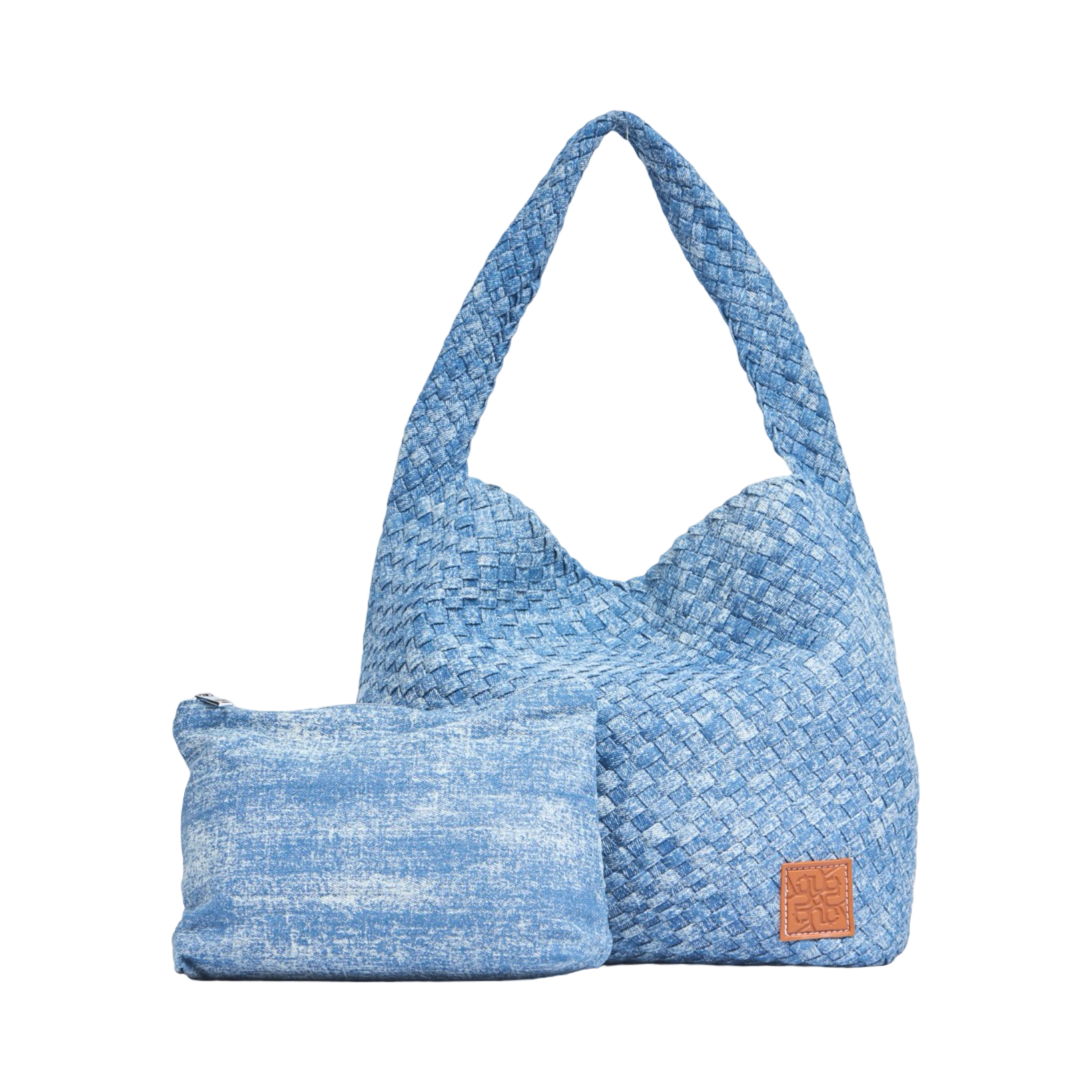 Midnight Weave – Denim Crossbody Bag L – Light Stonewash