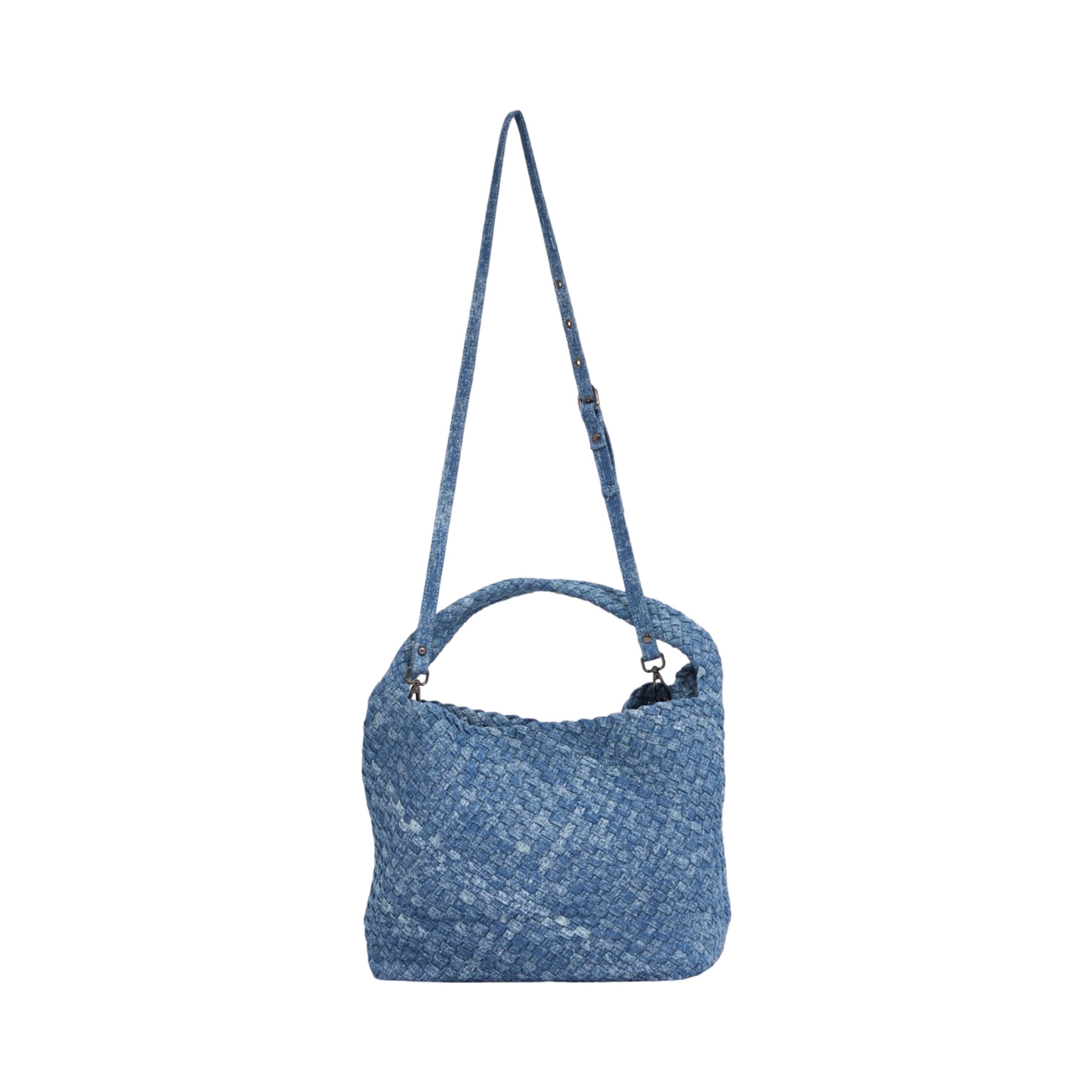 Midnight Weave – Denim Crossbody Bag L – Washed