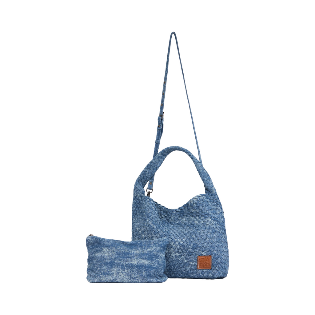 Midnight Weave – Denim Crossbody Bag L – Washed