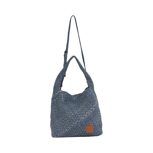 Midnight Weave – Denim Crossbody Bag L – Dark