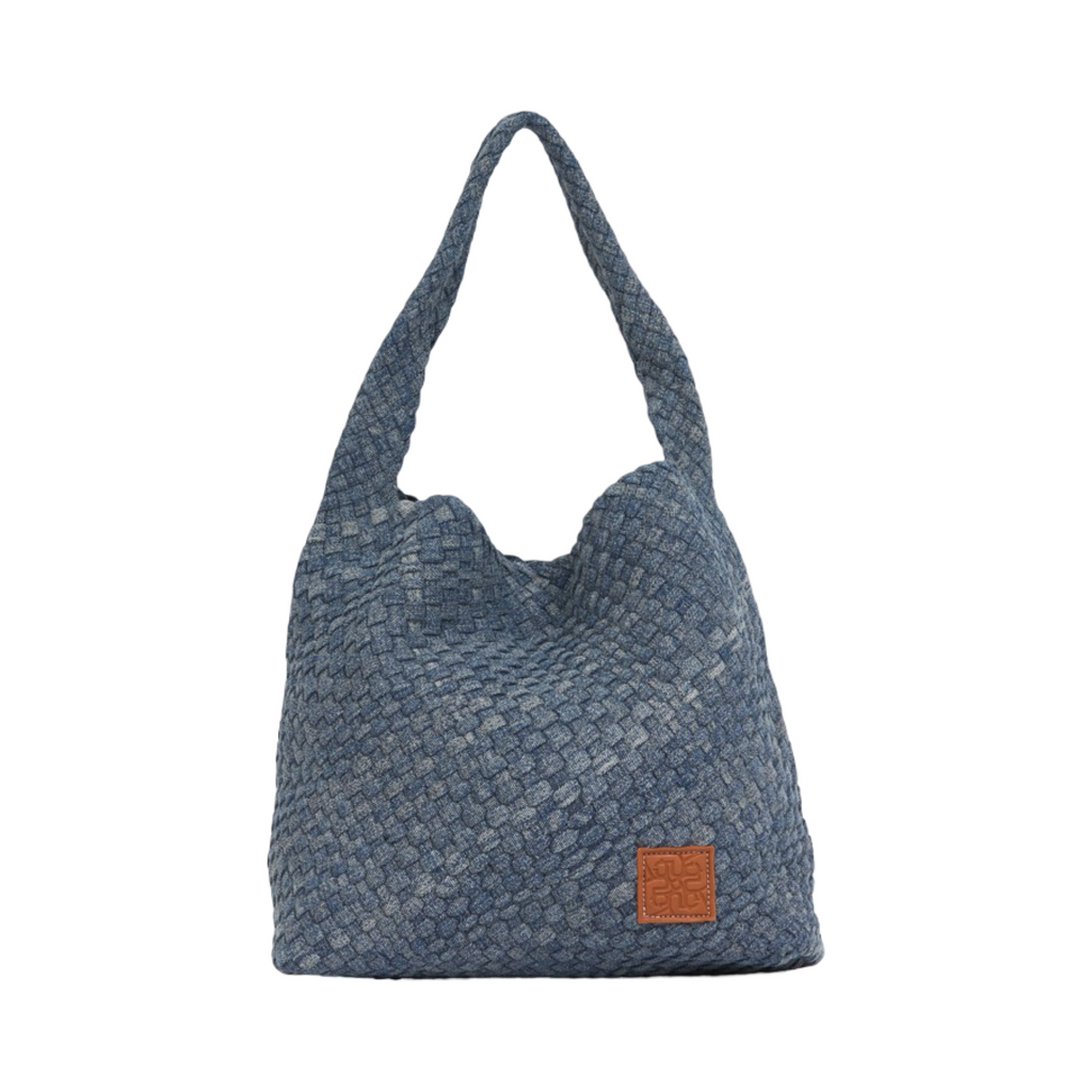 Midnight Weave – Denim Crossbody Bag L – Dark