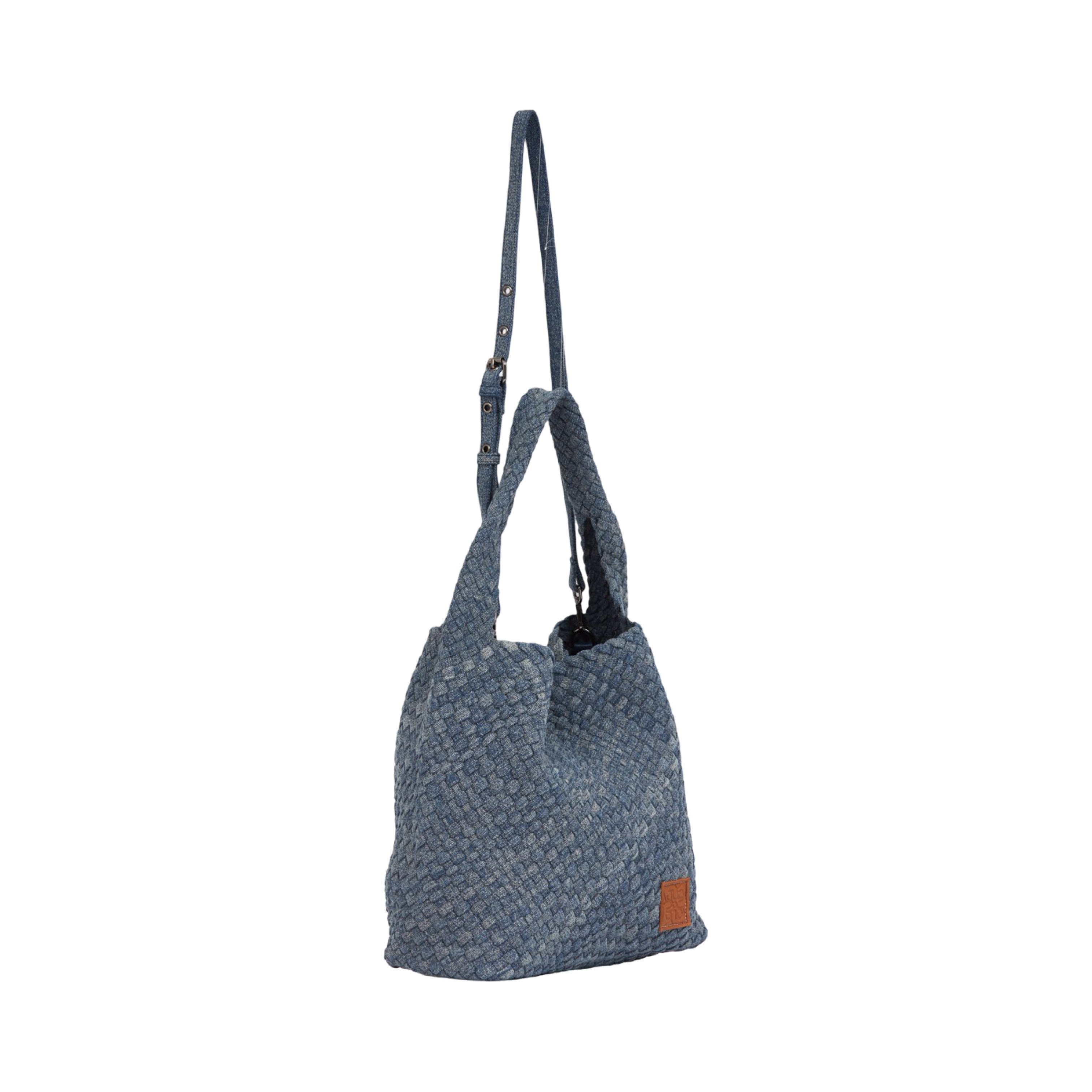 Midnight Weave – Denim Crossbody Bag L – Dark