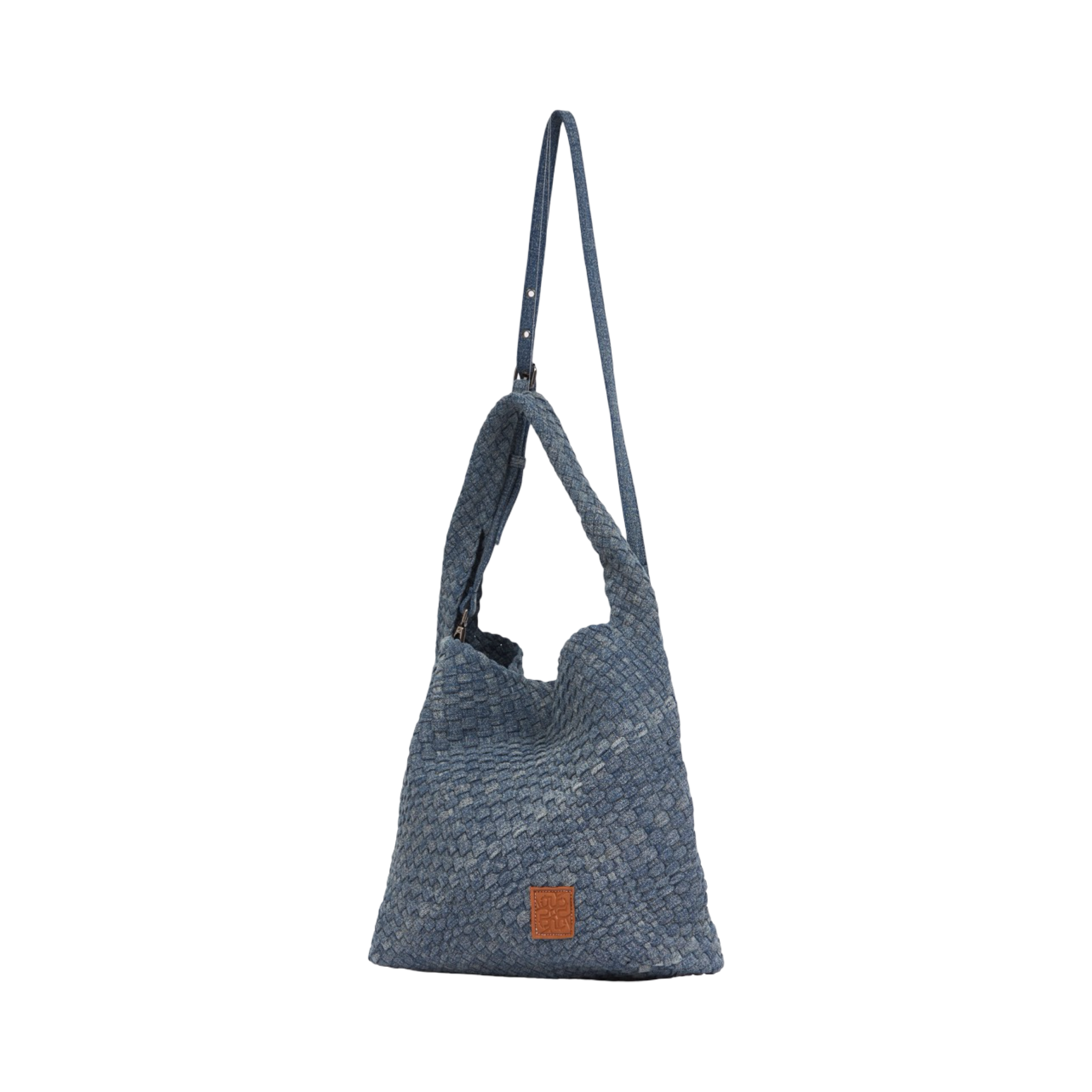 Midnight Weave – Denim Crossbody Bag L – Dark