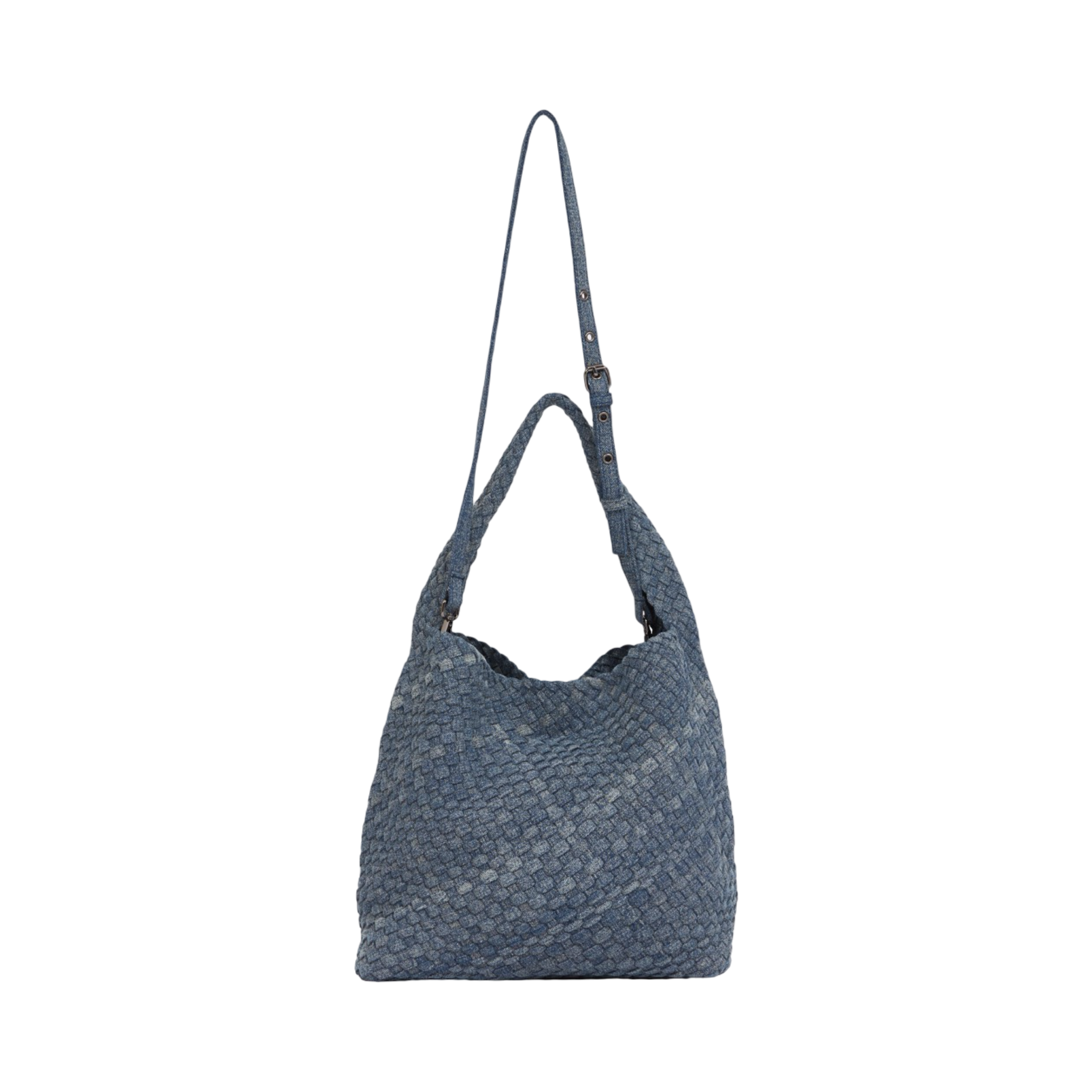 Midnight Weave – Denim Crossbody Bag L – Dark