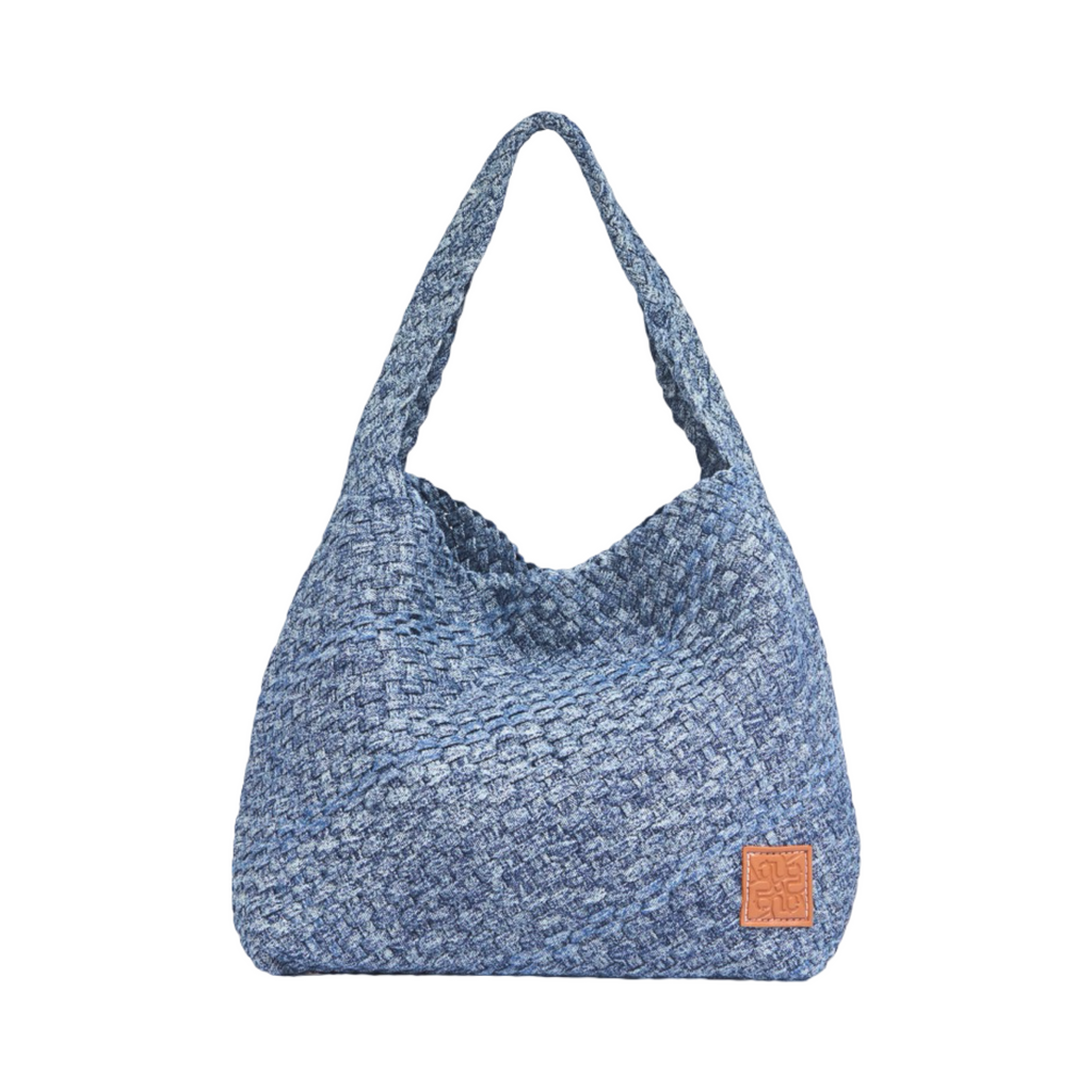 Midnight Weave – Denim Crossbody Bag L – Deep Fade
