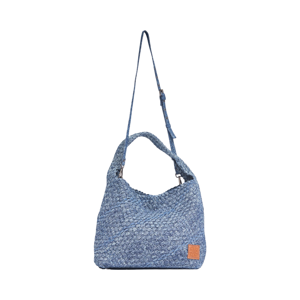 Midnight Weave – Denim Crossbody Bag L – Deep Fade