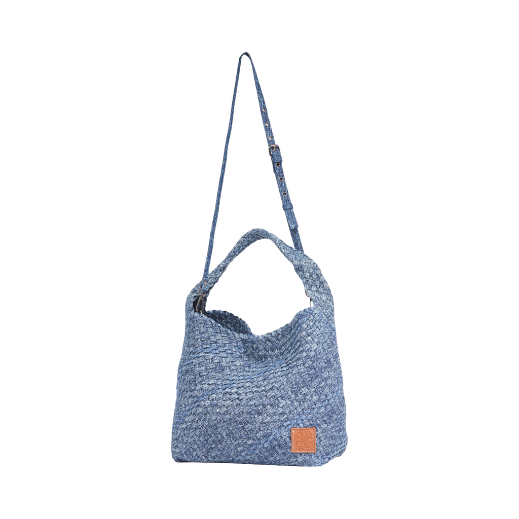 Midnight Weave – Denim Crossbody Bag L – Deep Fade