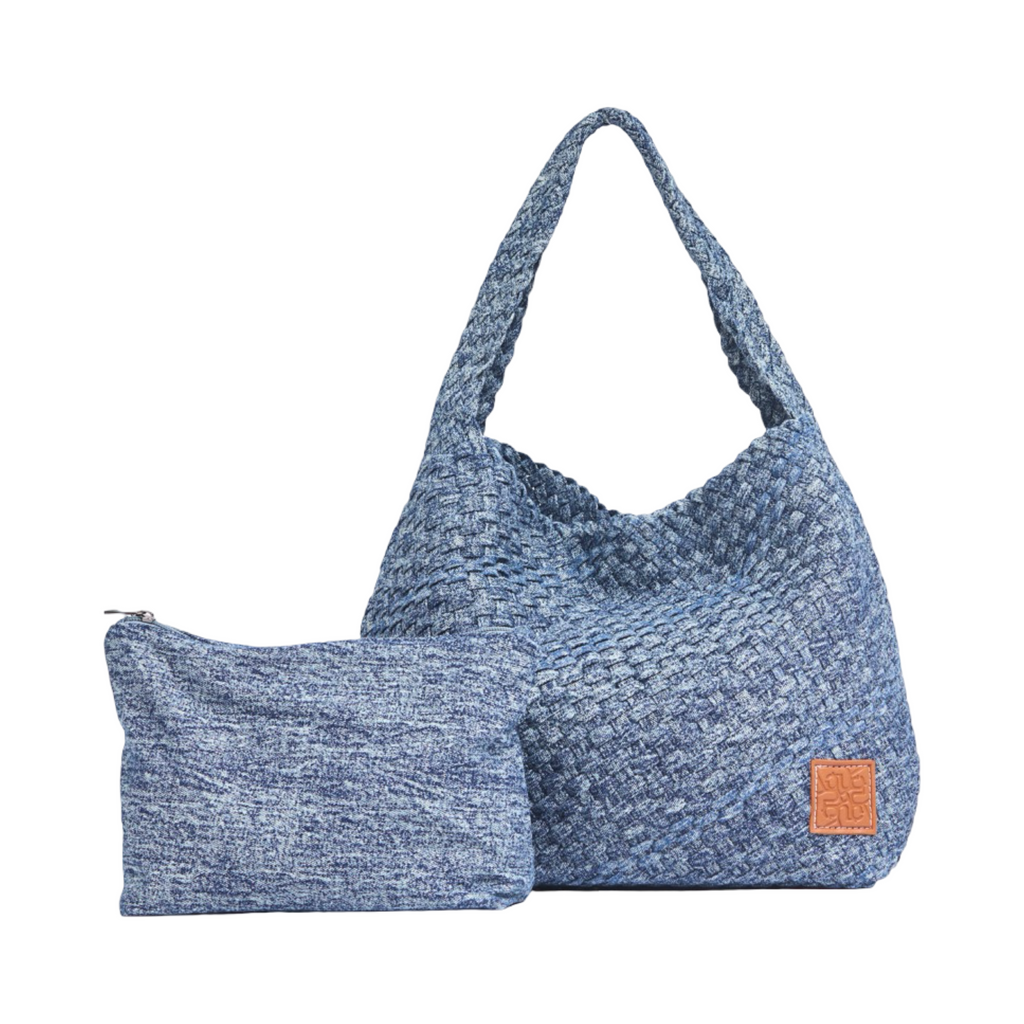 Midnight Weave – Denim Crossbody Bag L – Deep Fade