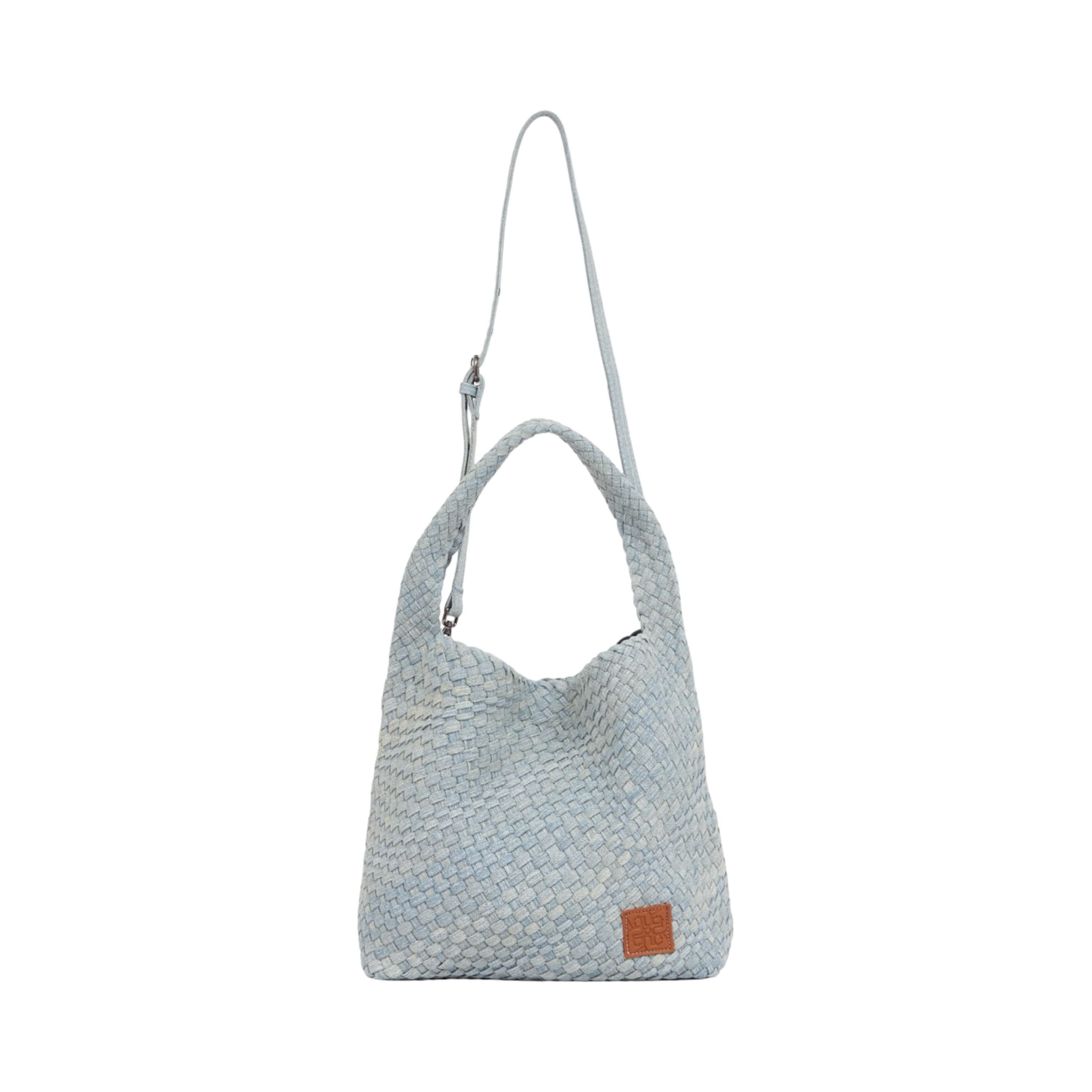 Midnight Weave – Denim Crossbody Bag L - Light