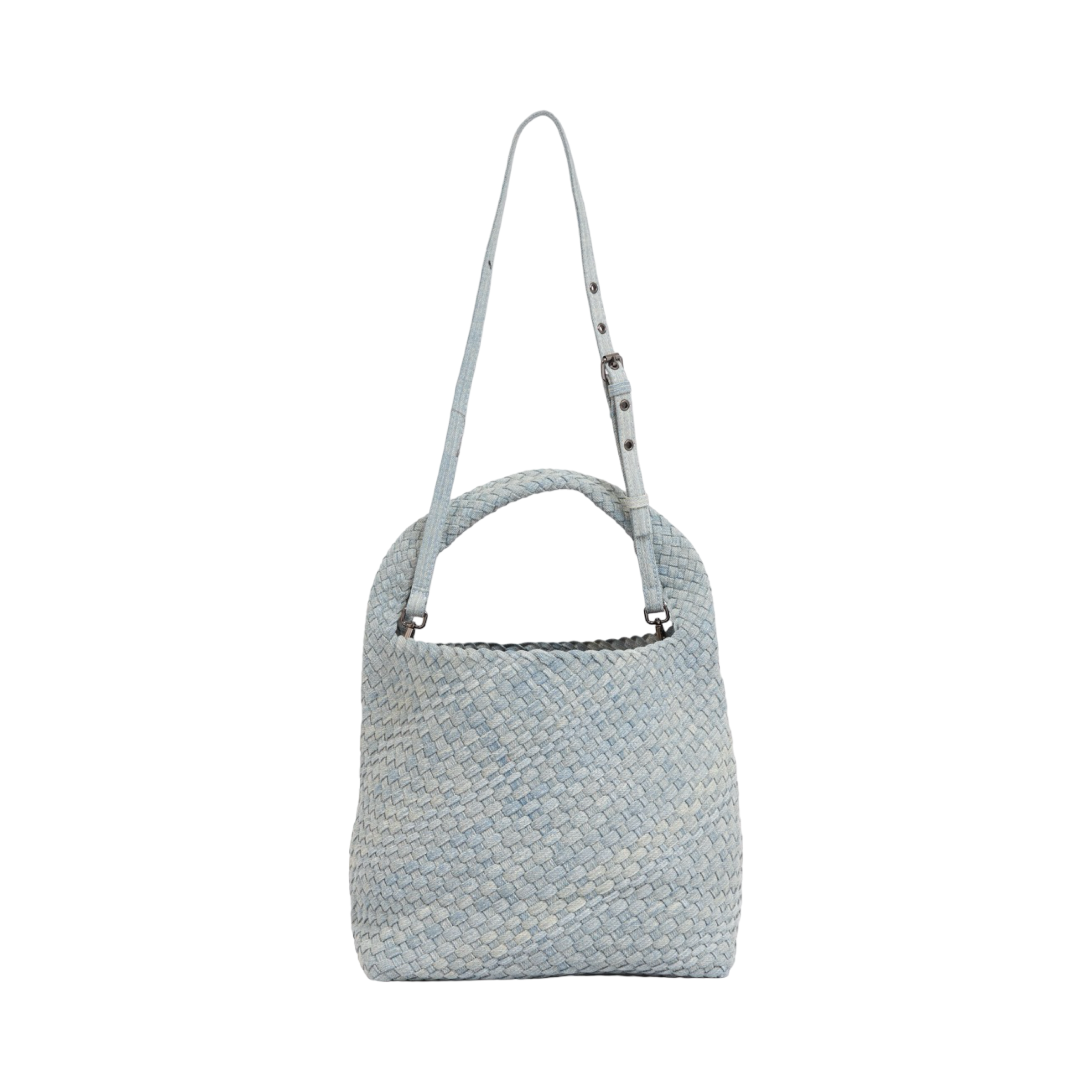 Midnight Weave – Denim Crossbody Bag L - Light