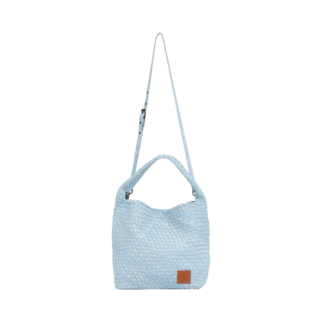 Midnight Weave – Denim Crossbody Bag L – Sky Blue