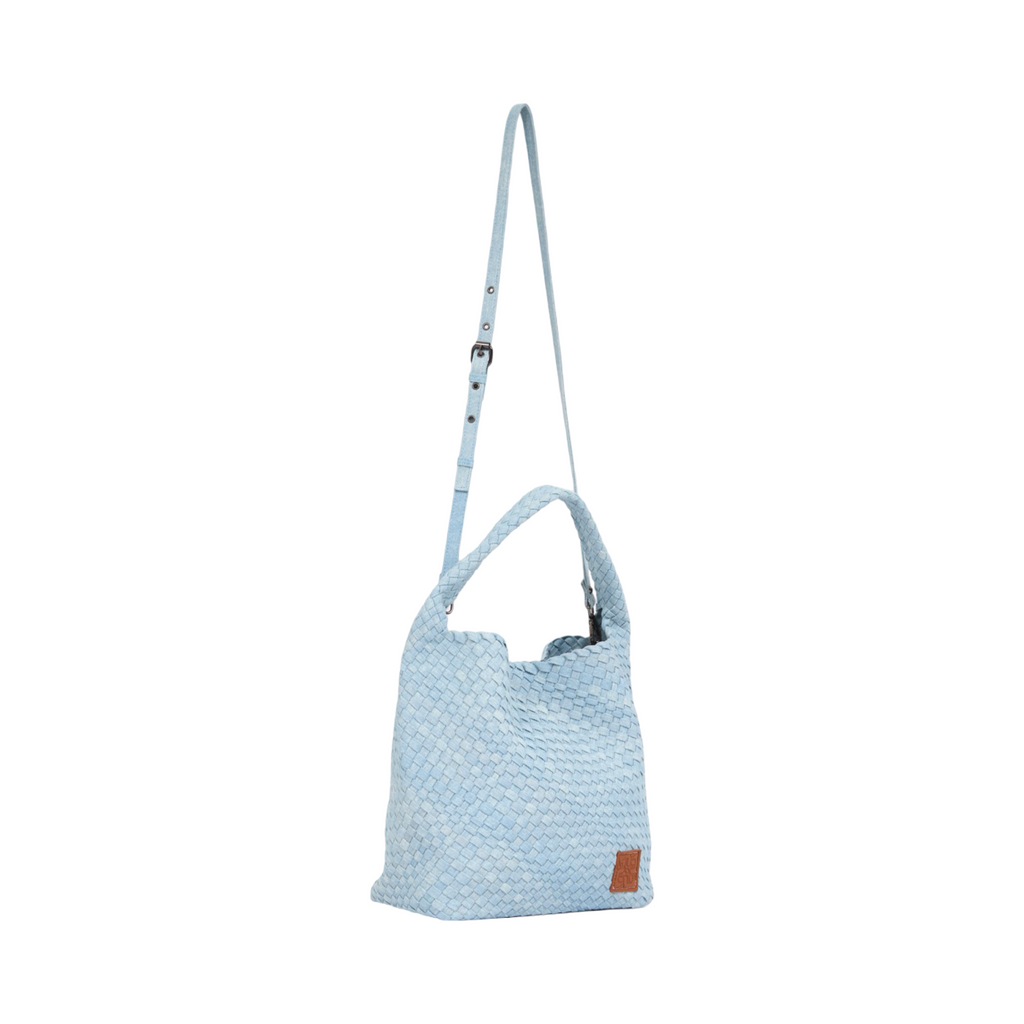Midnight Weave – Denim Crossbody Bag L – Sky Blue