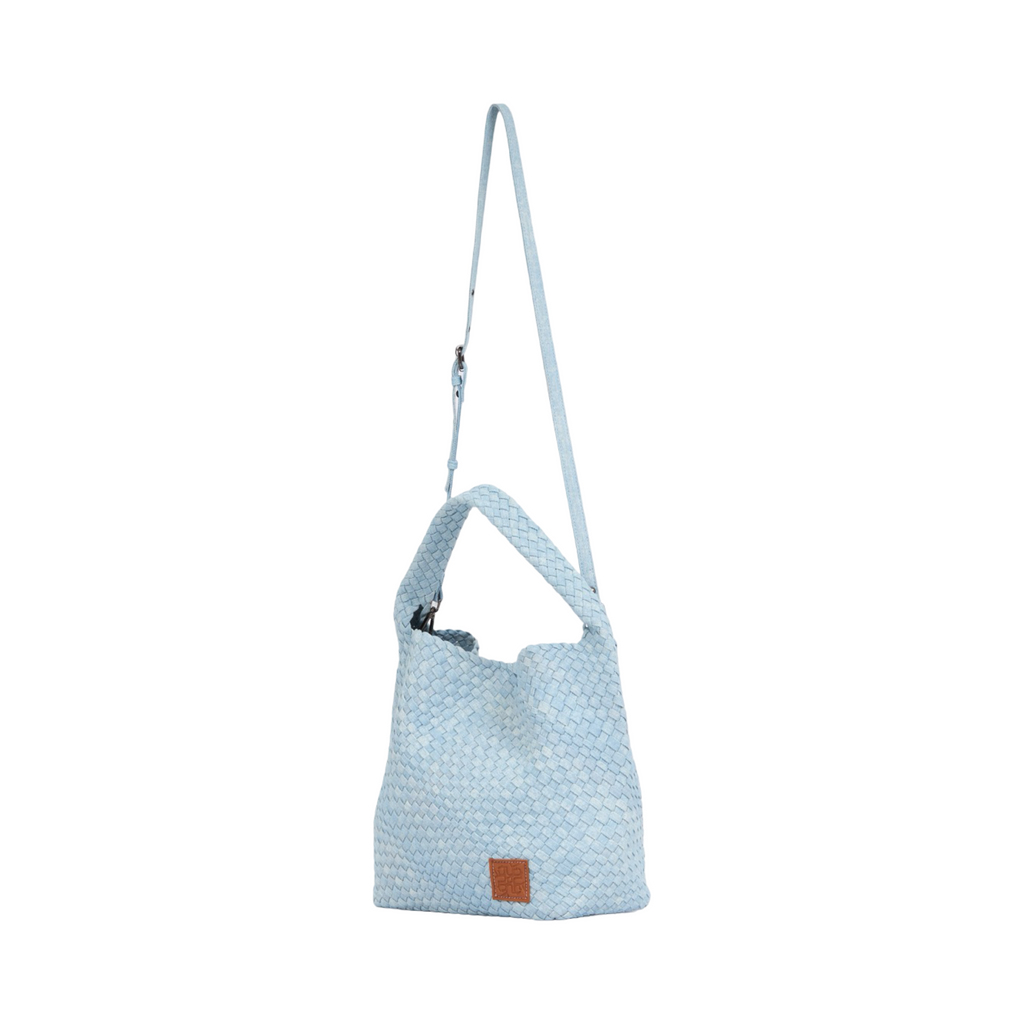Midnight Weave – Denim Crossbody Bag L – Sky Blue