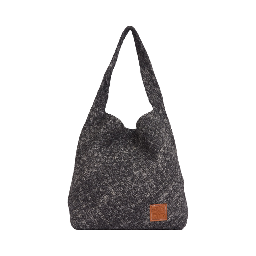 Midnight Weave – Denim Crossbody Bag L – Black