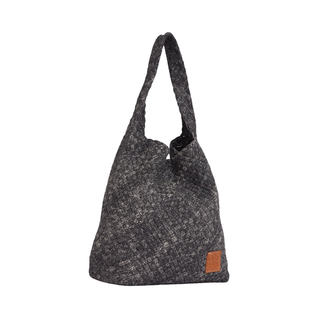 Midnight Weave – Denim Crossbody Bag L – Black