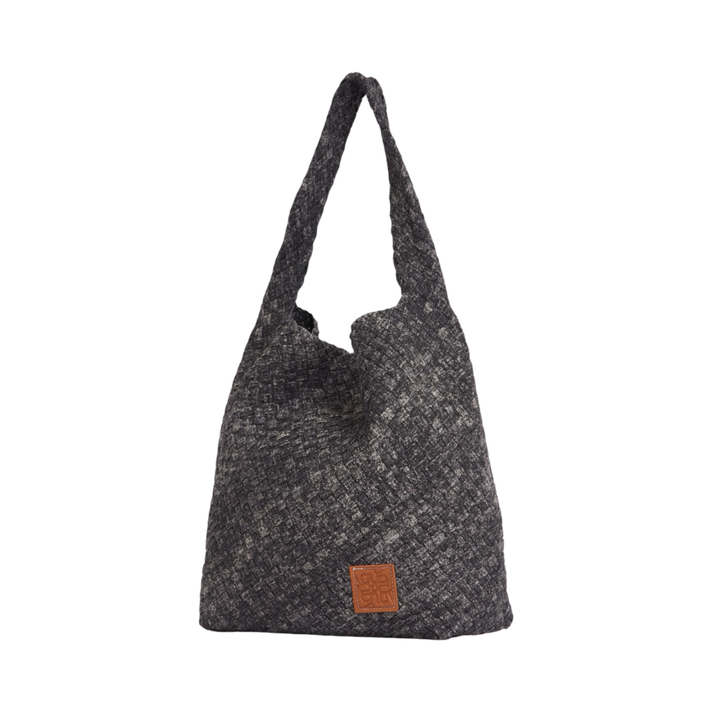 Midnight Weave – Denim Crossbody Bag L – Black