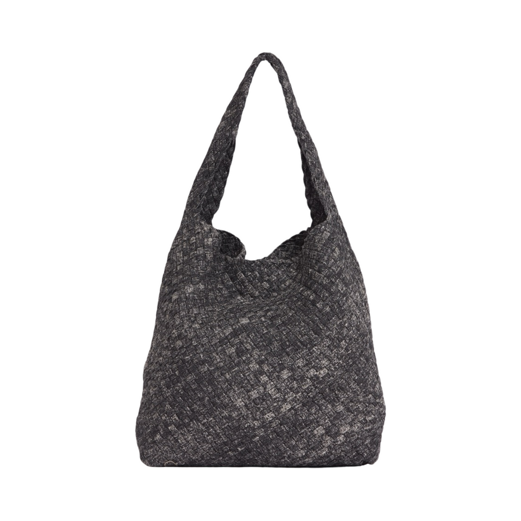 Midnight Weave – Denim Crossbody Bag L – Black