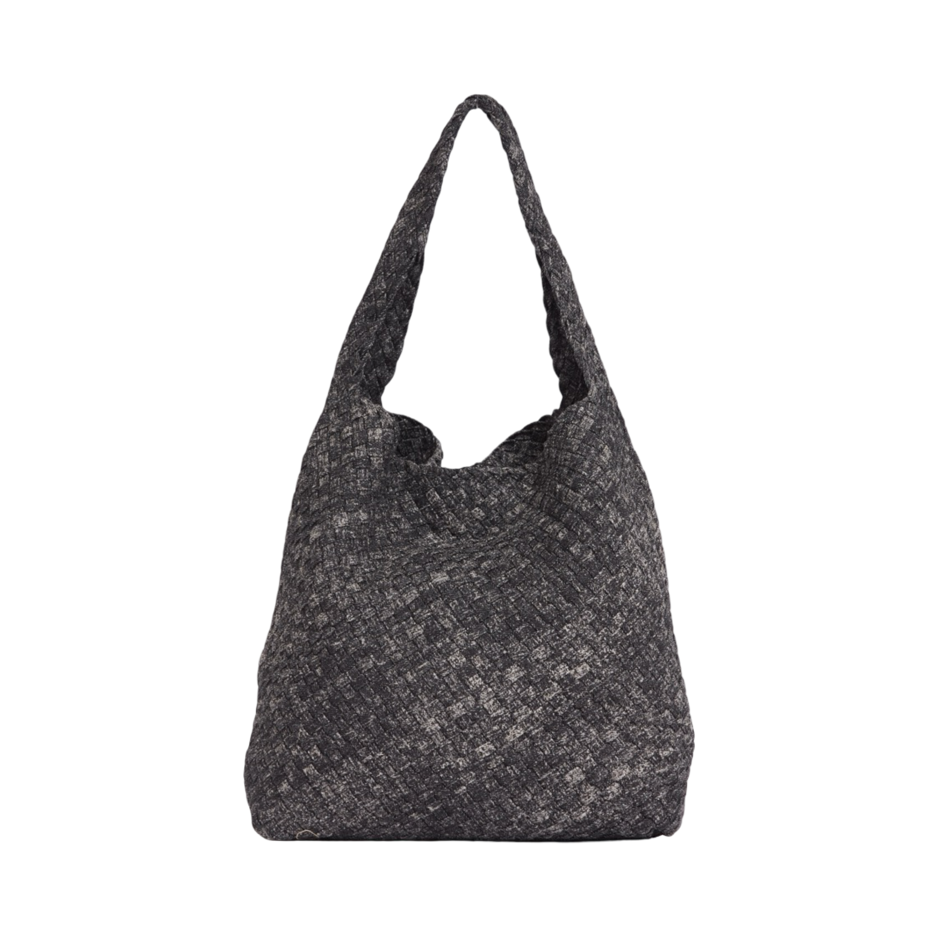 Midnight Weave – Denim Crossbody Bag L – Black