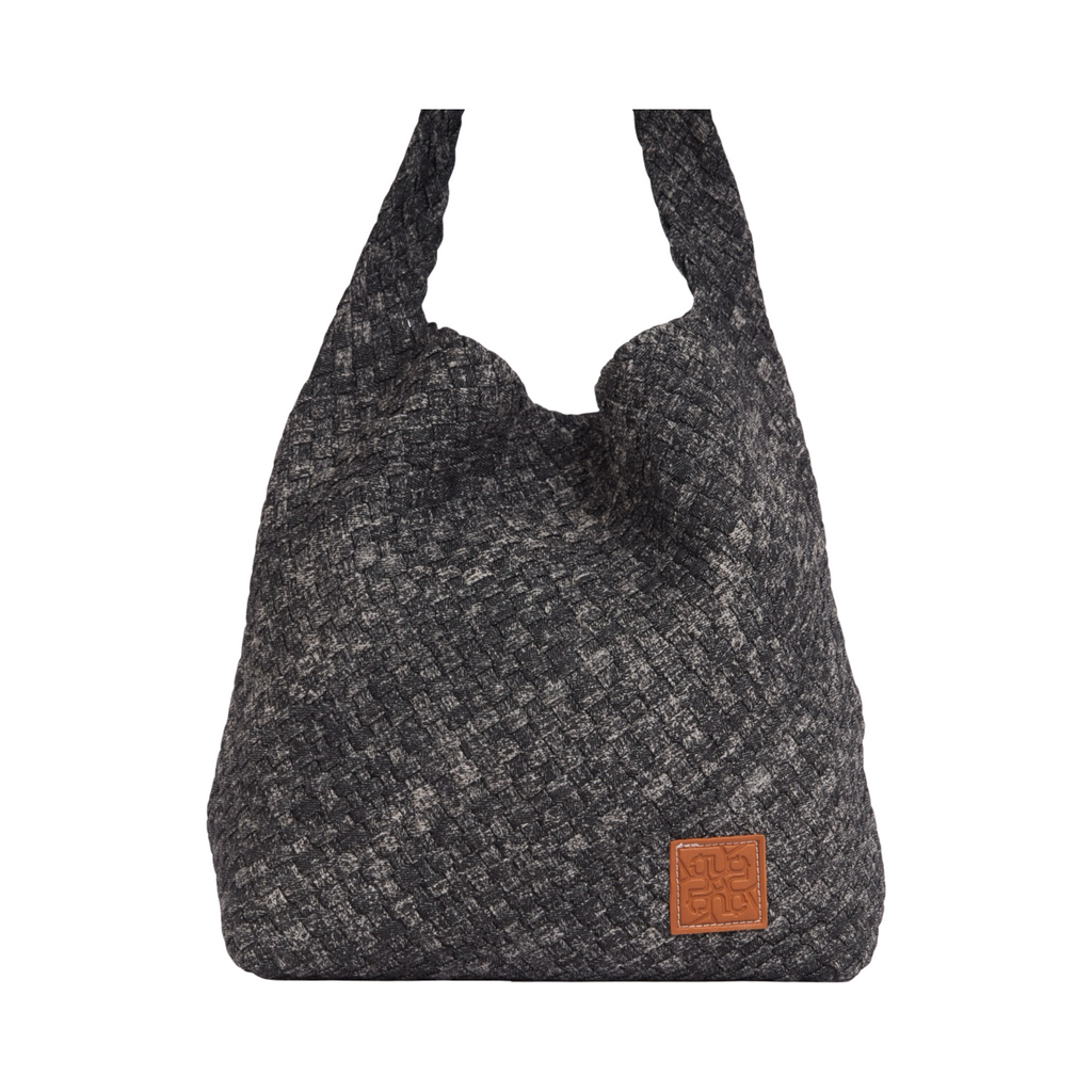 Midnight Weave – Denim Crossbody Bag L – Black