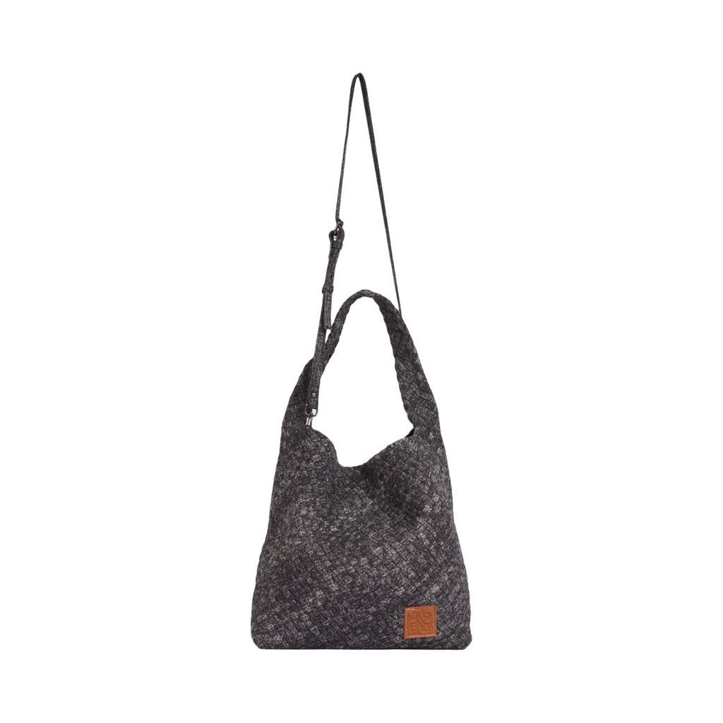 Midnight Weave – Denim Crossbody Bag L – Black