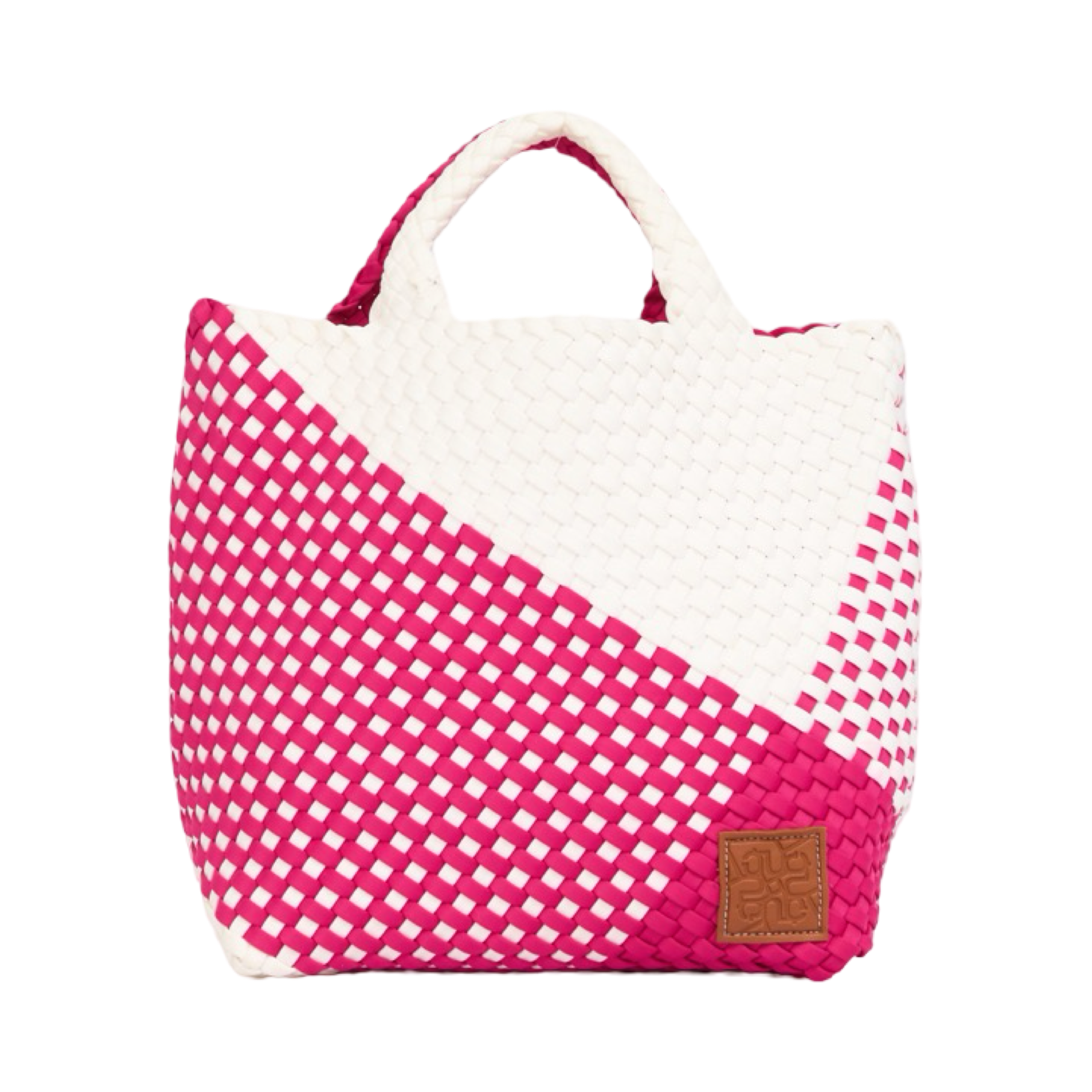 Woven Satin Checkered Tote M - Pink