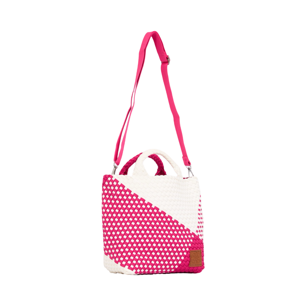 Woven Satin Checkered Tote M - Pink