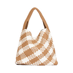 Woven Checkered Tote Bag XL - Brown