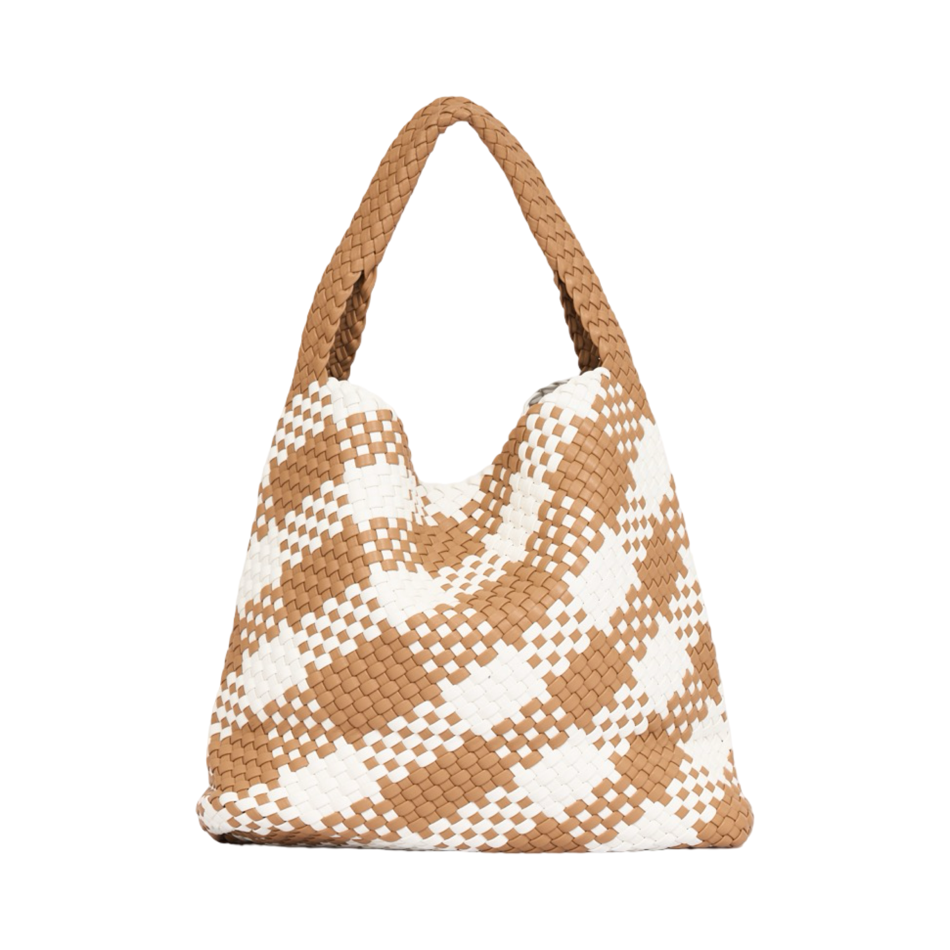 Woven Checkered Tote Bag XL - Brown